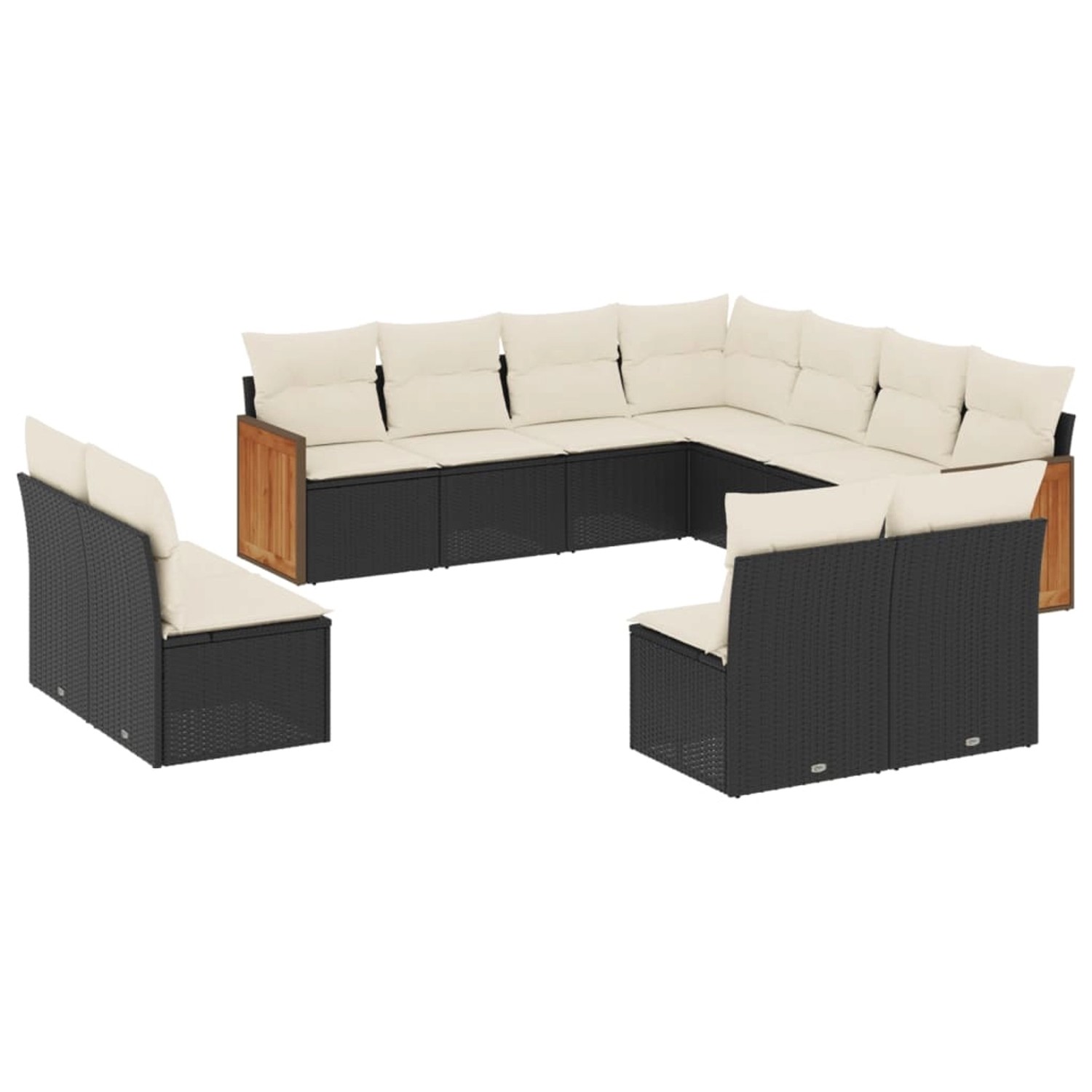 vidaXL 11-Tlg Garten-Sofagarnitur mit Kissen Schwarz Poly Rattan 3260166 günstig online kaufen