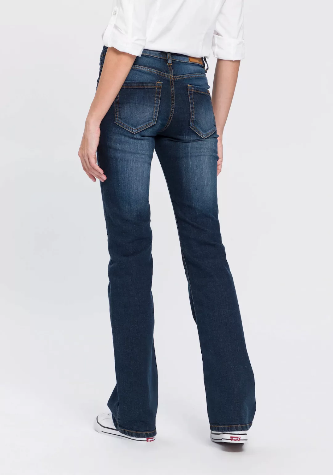 Arizona Bootcut-Jeans "Bund mit seitlichem Gummizugeinsatz" günstig online kaufen