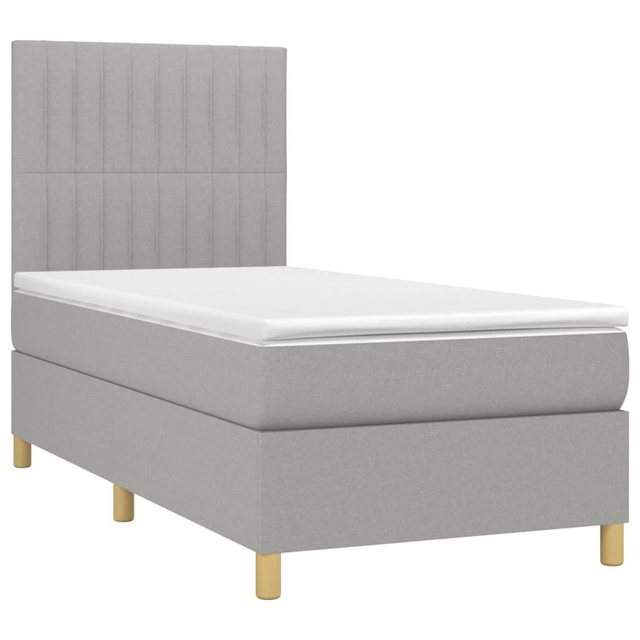 vidaXL Boxspringbett Boxspringbett mit Matratze LED Hellgrau 90x190 cm Stof günstig online kaufen