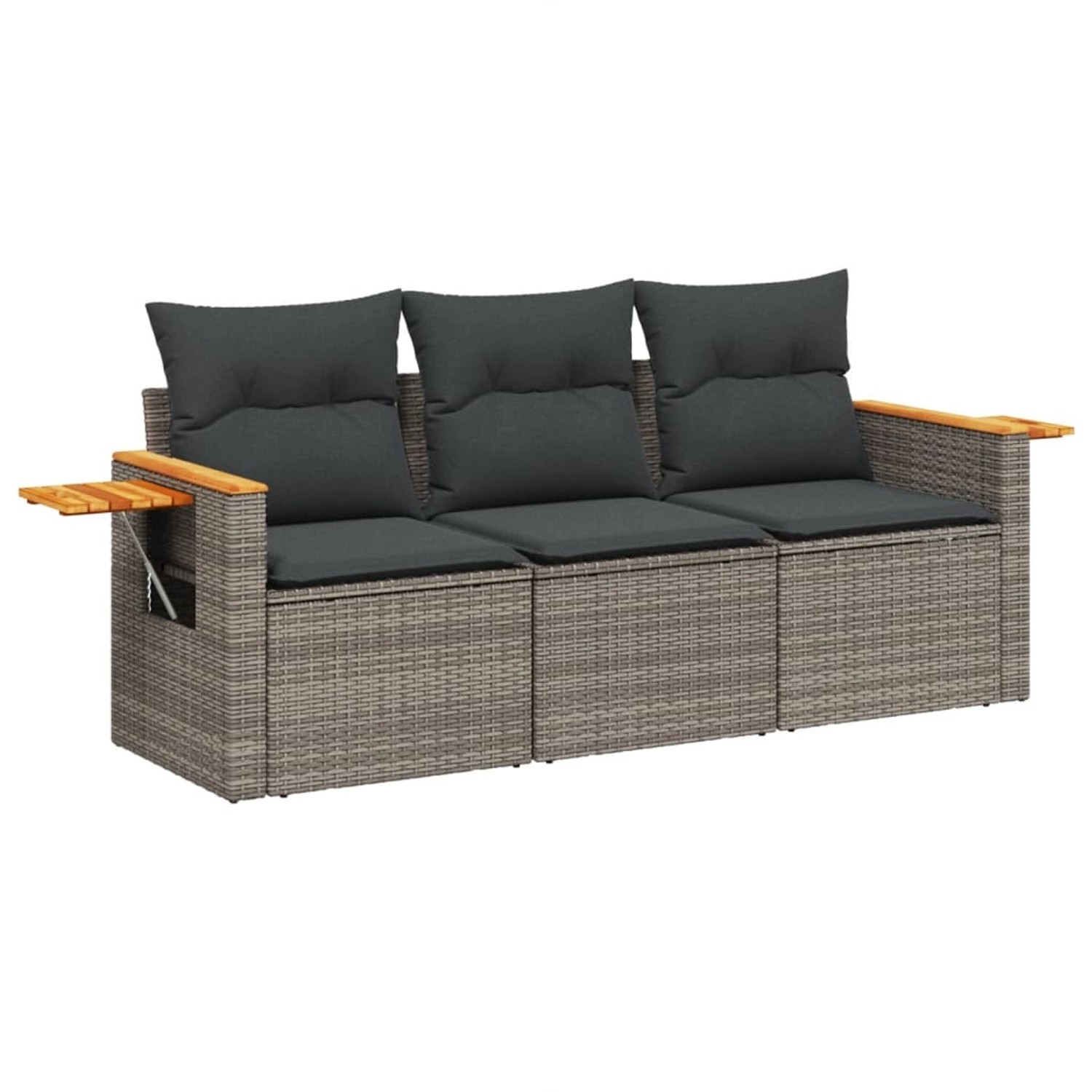 vidaXL 3-Tlg Garten-Sofagarnitur mit Kissen Grau Poly Rattan 3259001 günstig online kaufen