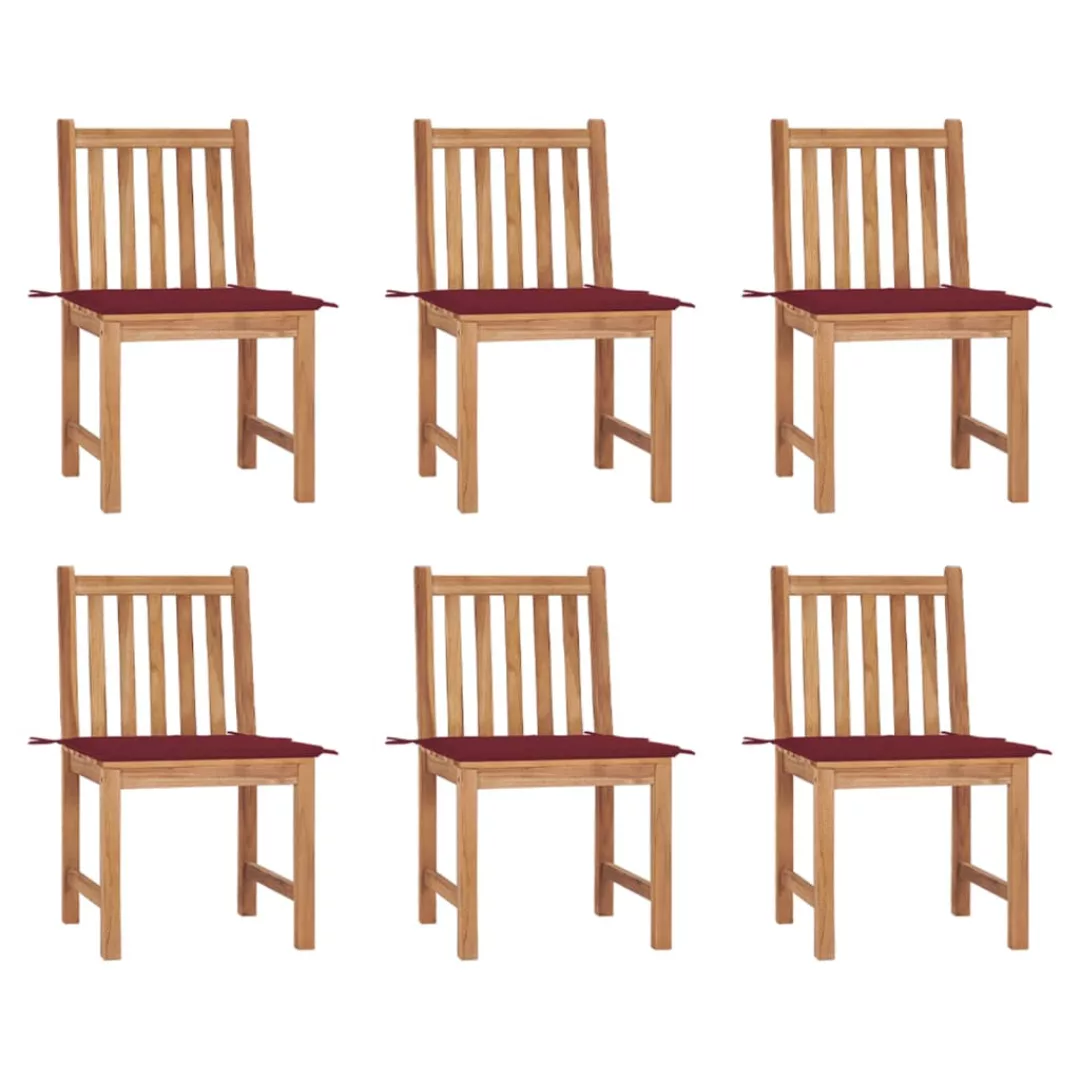 Gartenstühle 6 Stk. Mit Kissen Massivholz Teak günstig online kaufen