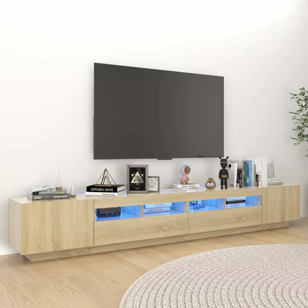 vidaXL TV-Schrank TV-Schrank mit LED-Leuchten Sonoma-Eiche 260x35x40 cm Low günstig online kaufen