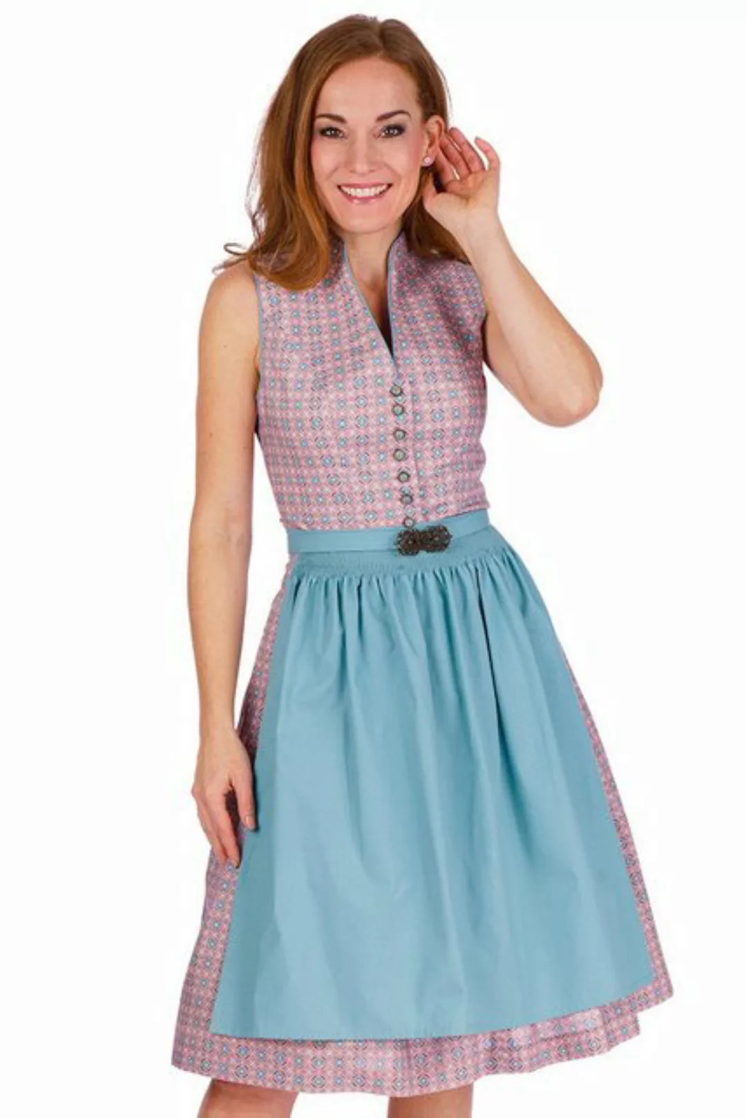 Alpenwahnsinn Dirndl Retro Dirndl 2tlg. - GINETTA - altrosa/helltürkis günstig online kaufen