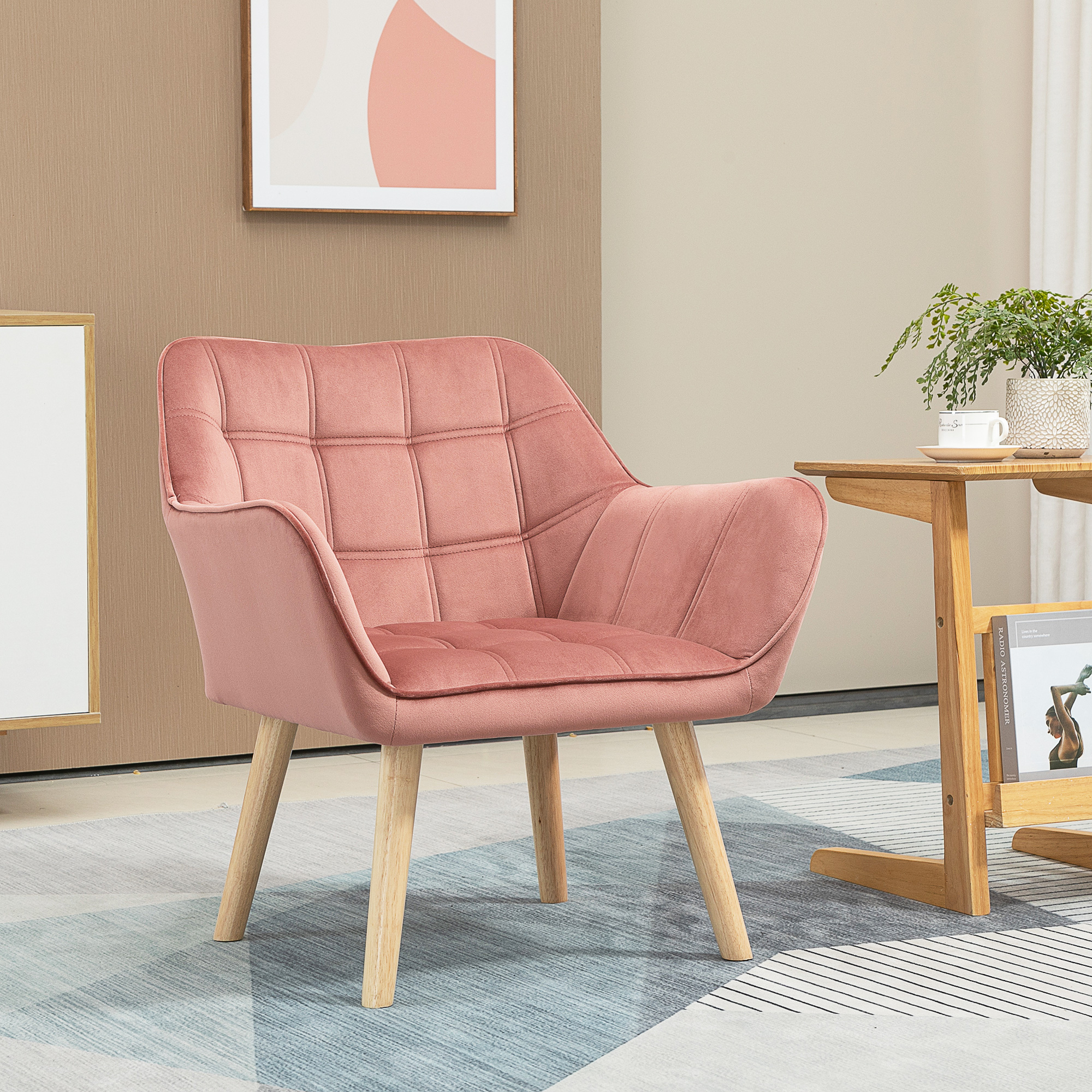 HOMCOM Einzelsessel Relaxsessel Sessel mit Samtoptik, erhöhte Beine skandin günstig online kaufen