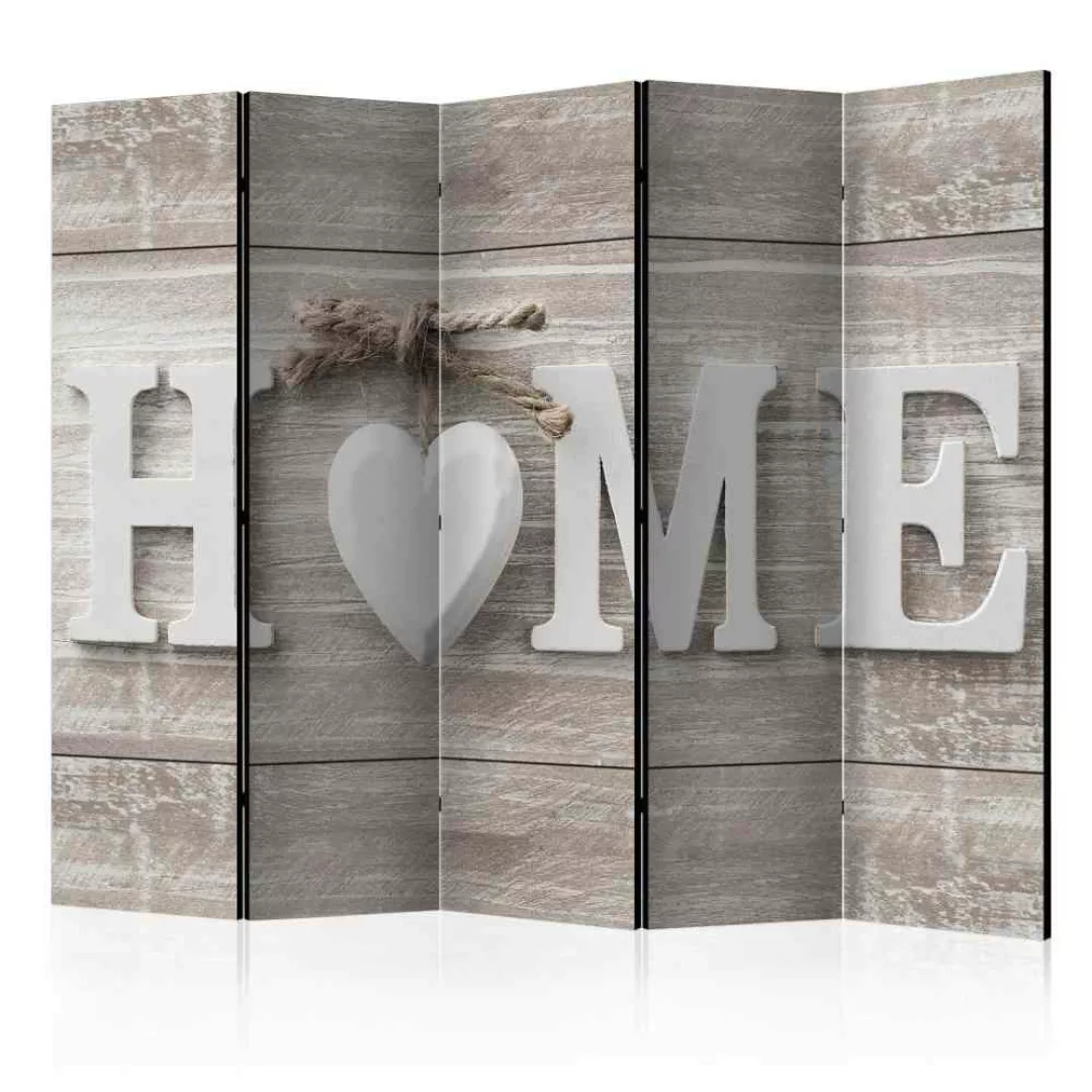 Raumteiler Paravent mit Home Aufschrift und weißem Herz Holz White Wash günstig online kaufen