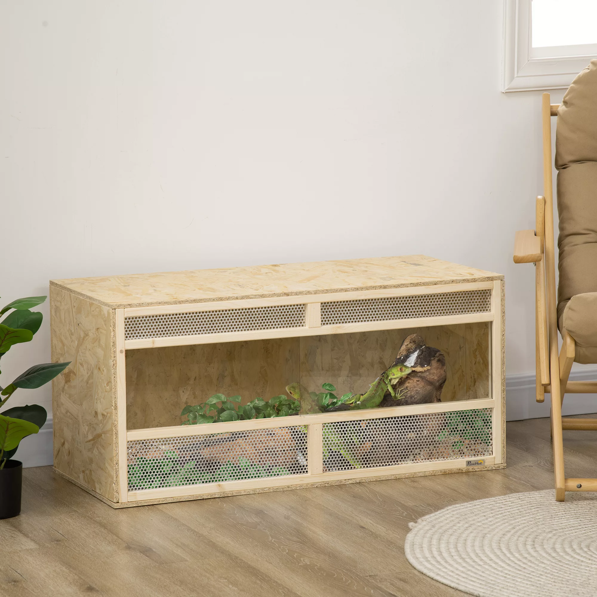 PawHut Terrarium aus OSB-Holz für Reptilien mit schwenkbarer Glastür - 100 günstig online kaufen