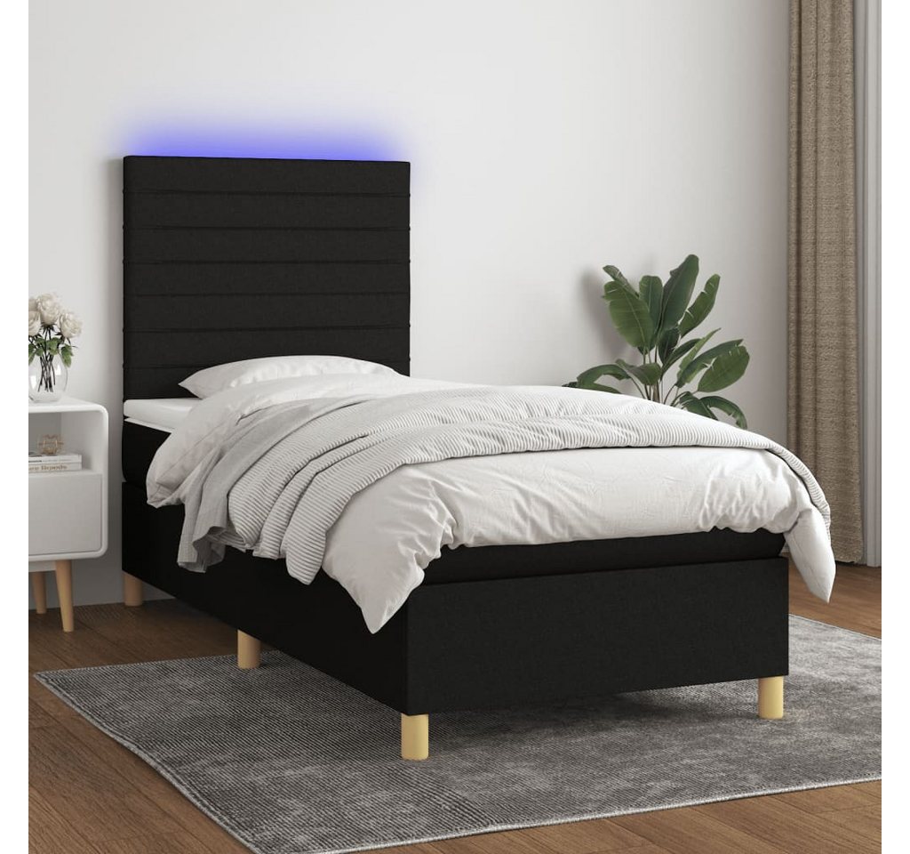 vidaXL Boxspringbett Boxspringbett mit Matratze LED Schwarz 100x200 cm Stof günstig online kaufen