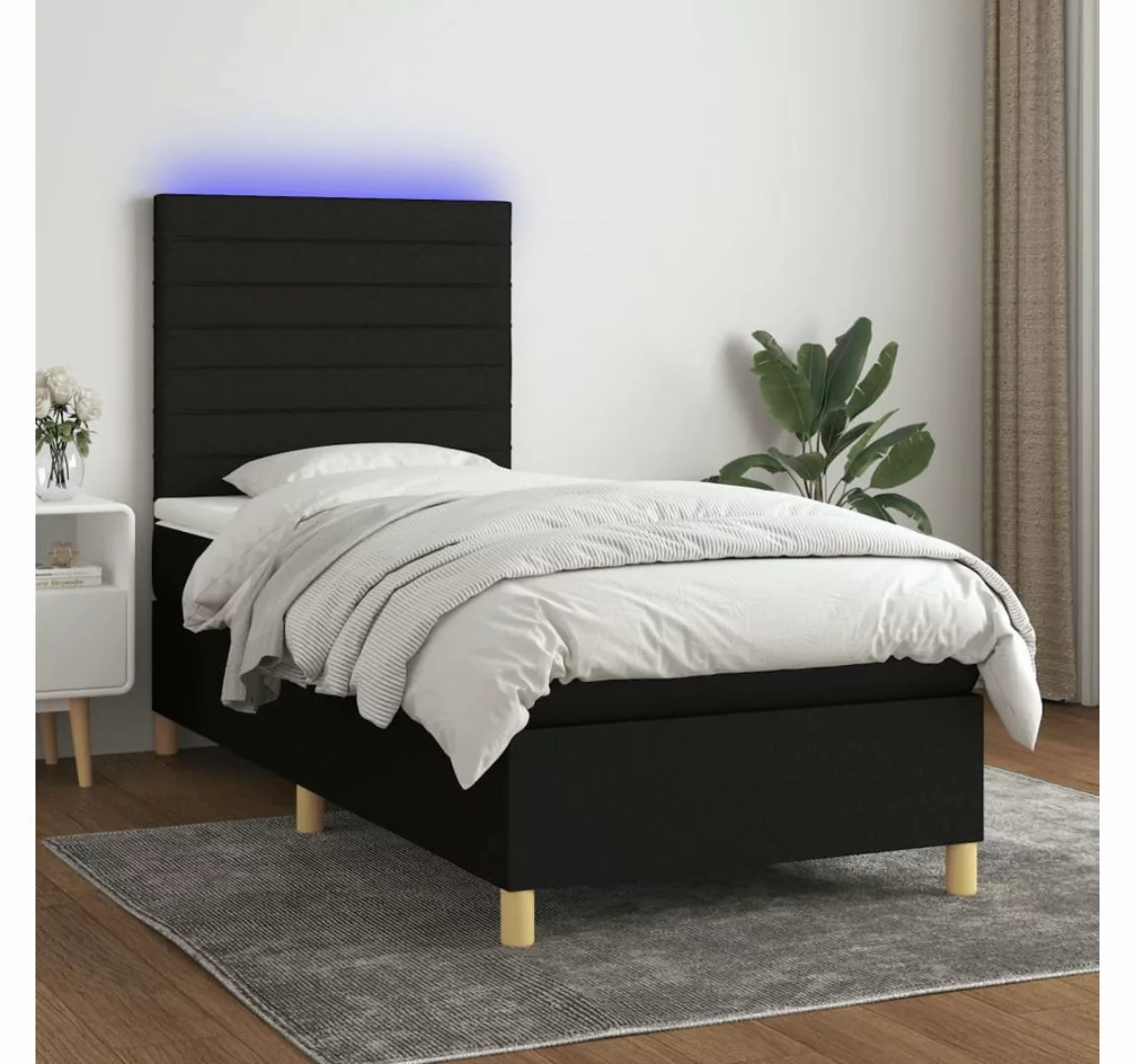 vidaXL Boxspringbett Boxspringbett mit Matratze LED Schwarz 80x200 cm Stoff günstig online kaufen