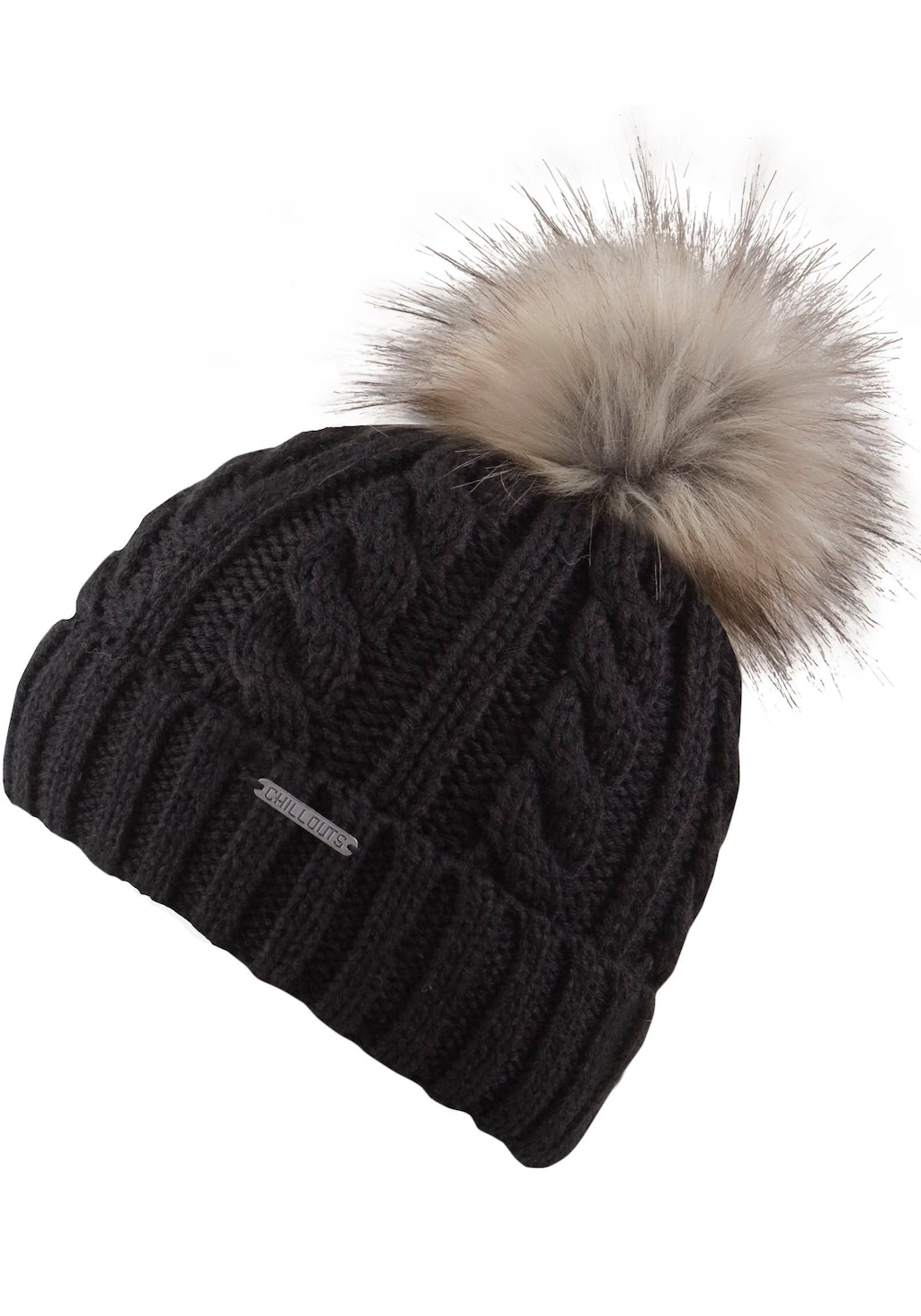 chillouts Bommelmütze "Joan Hat", Mit Fake-Fur Pom Pom, Zopfmuster günstig online kaufen