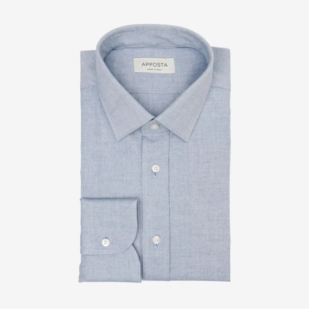 Hemd  einfarbig  marineblau flanell pinpoint doppelt gezwirnt, kragenform günstig online kaufen