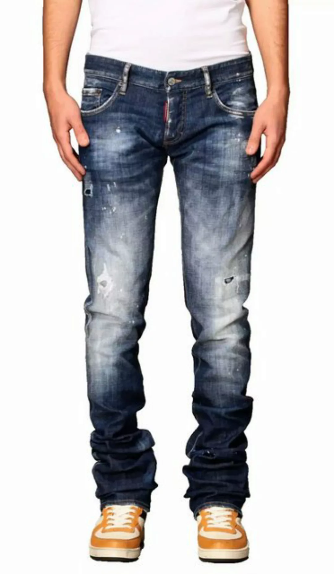 Dsquared2 5-Pocket-Jeans Skater Jeans Distressed Cloudy Wash mit Farbspritz günstig online kaufen