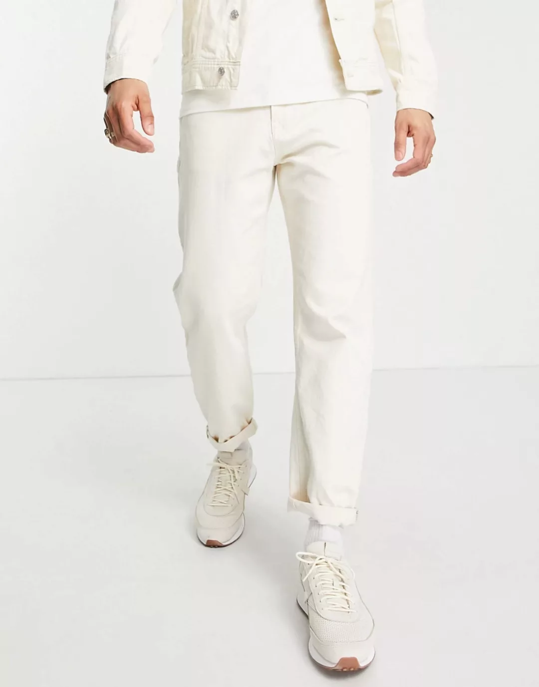 Tom Tailor – Jeans mit lockerem Schnitt in Ecru-Neutral günstig online kaufen