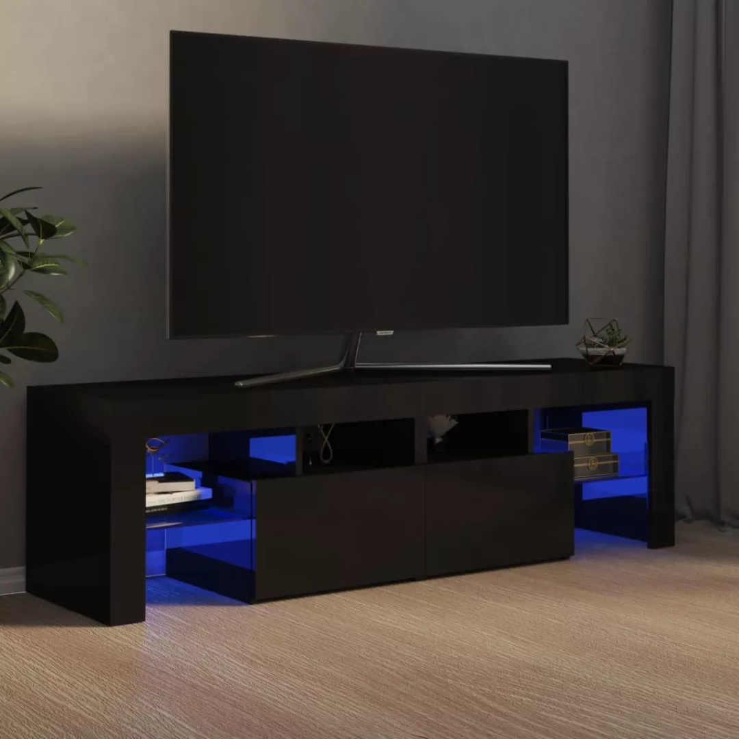 Tv-schrank Mit Led-leuchten Hochglanz-schwarz 140x35x40 Cm günstig online kaufen