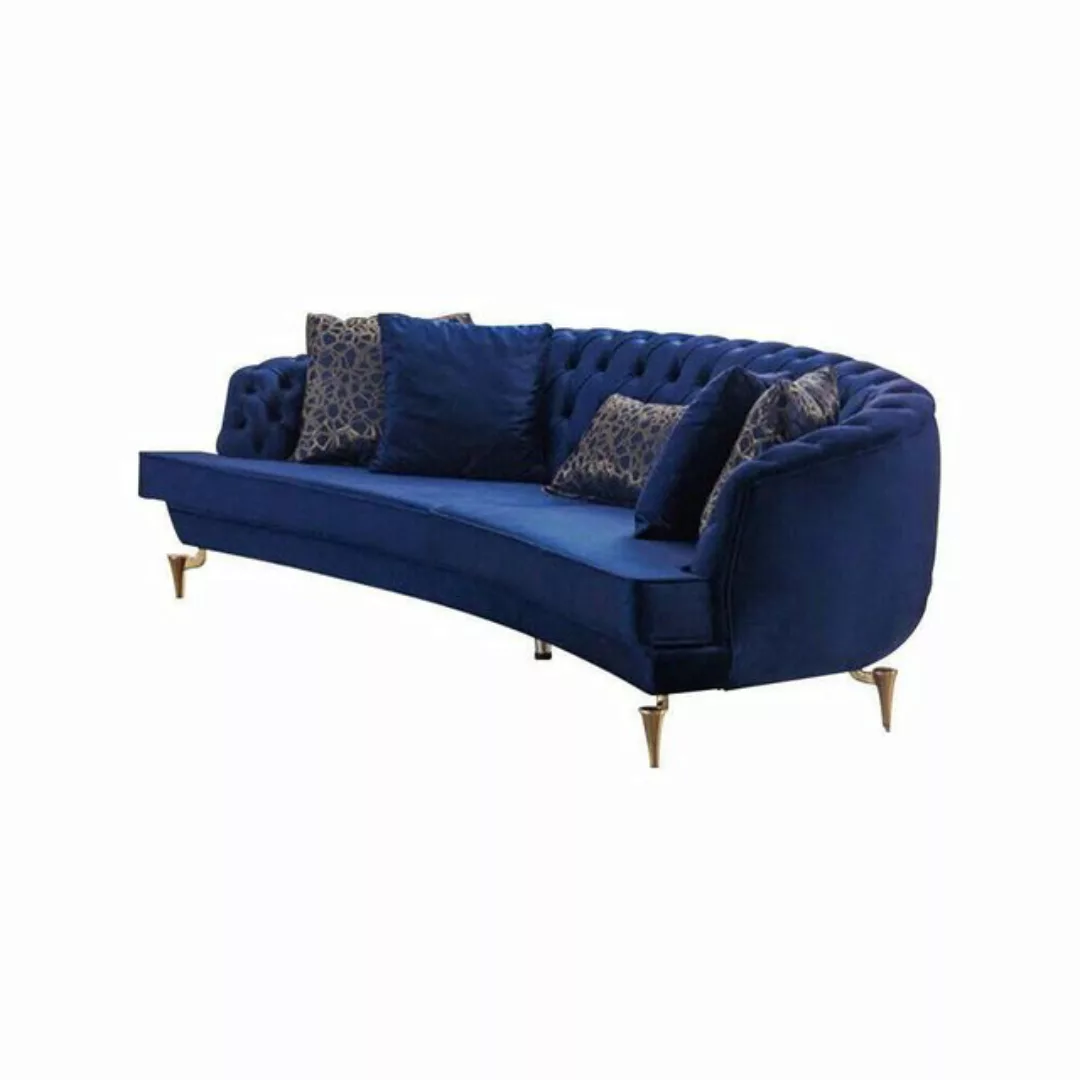 JVmoebel Sofa Halbrunder Chesterfield Blauer 4-Sitzer Designer Polster Edle günstig online kaufen