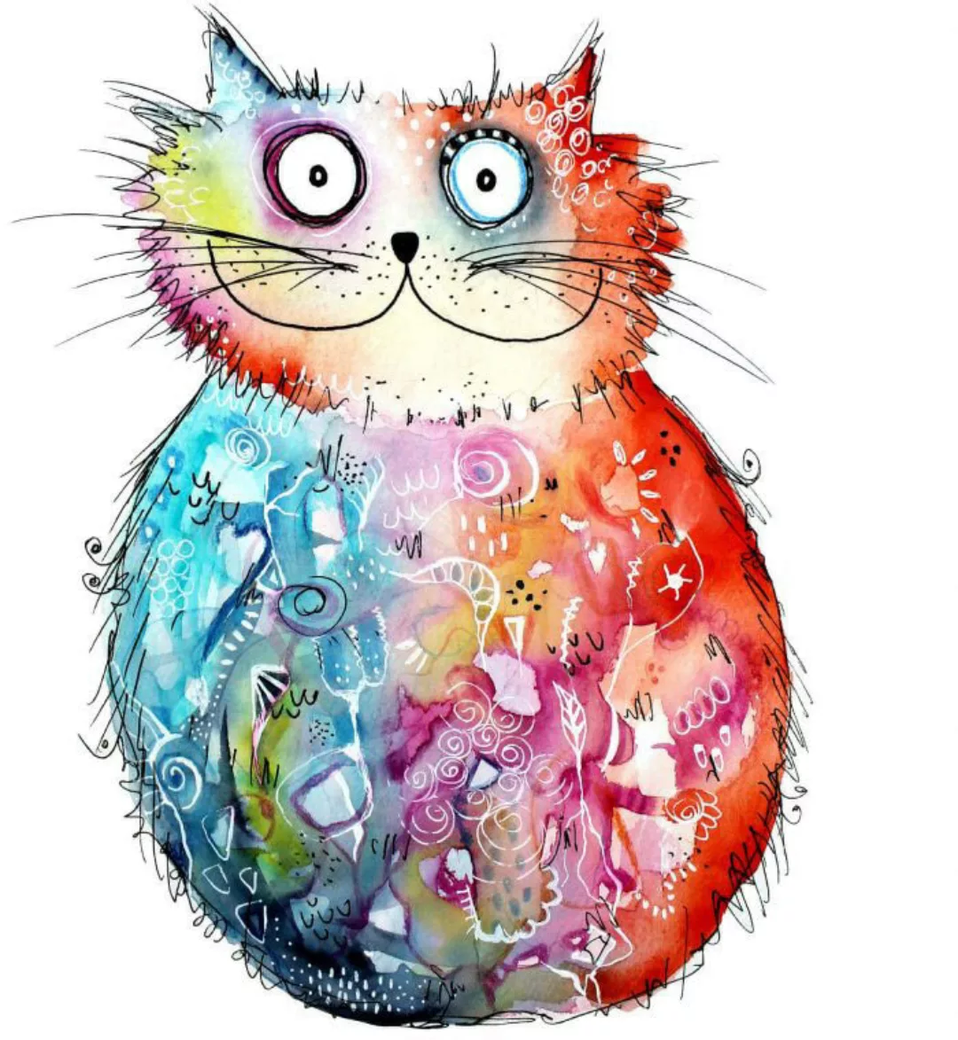 Wall-Art Wandtattoo »Lebensfreude Happy Cat«, (1 St.), selbstklebend, entfe günstig online kaufen