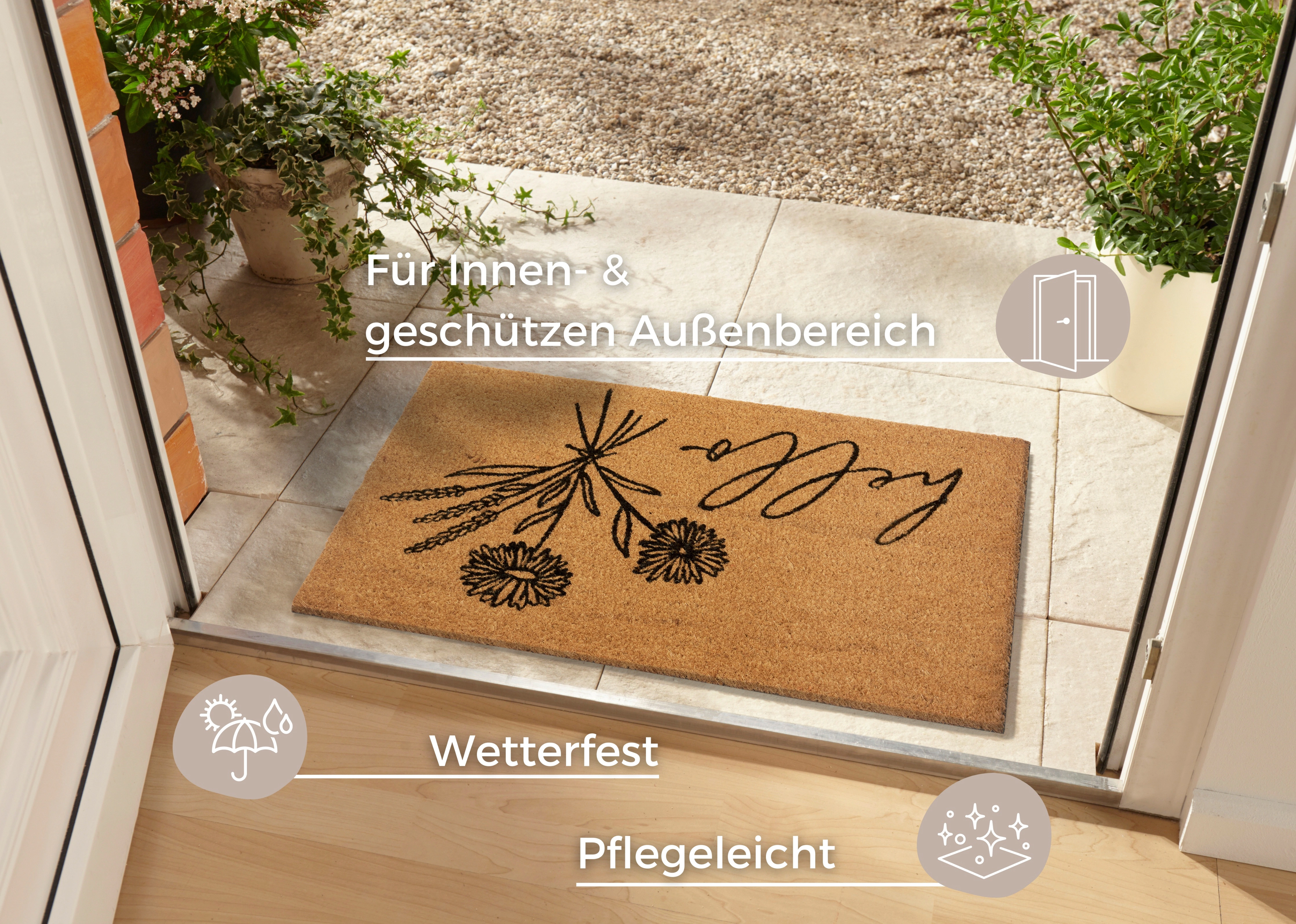 HANSE Home Fußmatte »Hello & Flowers«, rechteckig, 15 mm Höhe, Kokos, Schmu günstig online kaufen