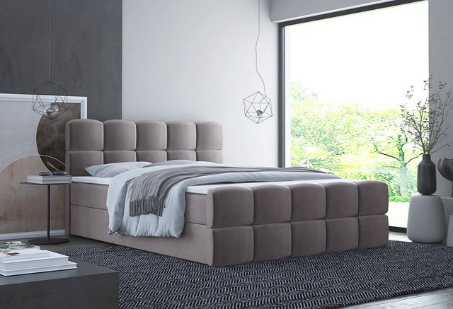 Luxusbetten24 Boxspringbett Cozy Samt, inklusive PU-Schaum Topper günstig online kaufen