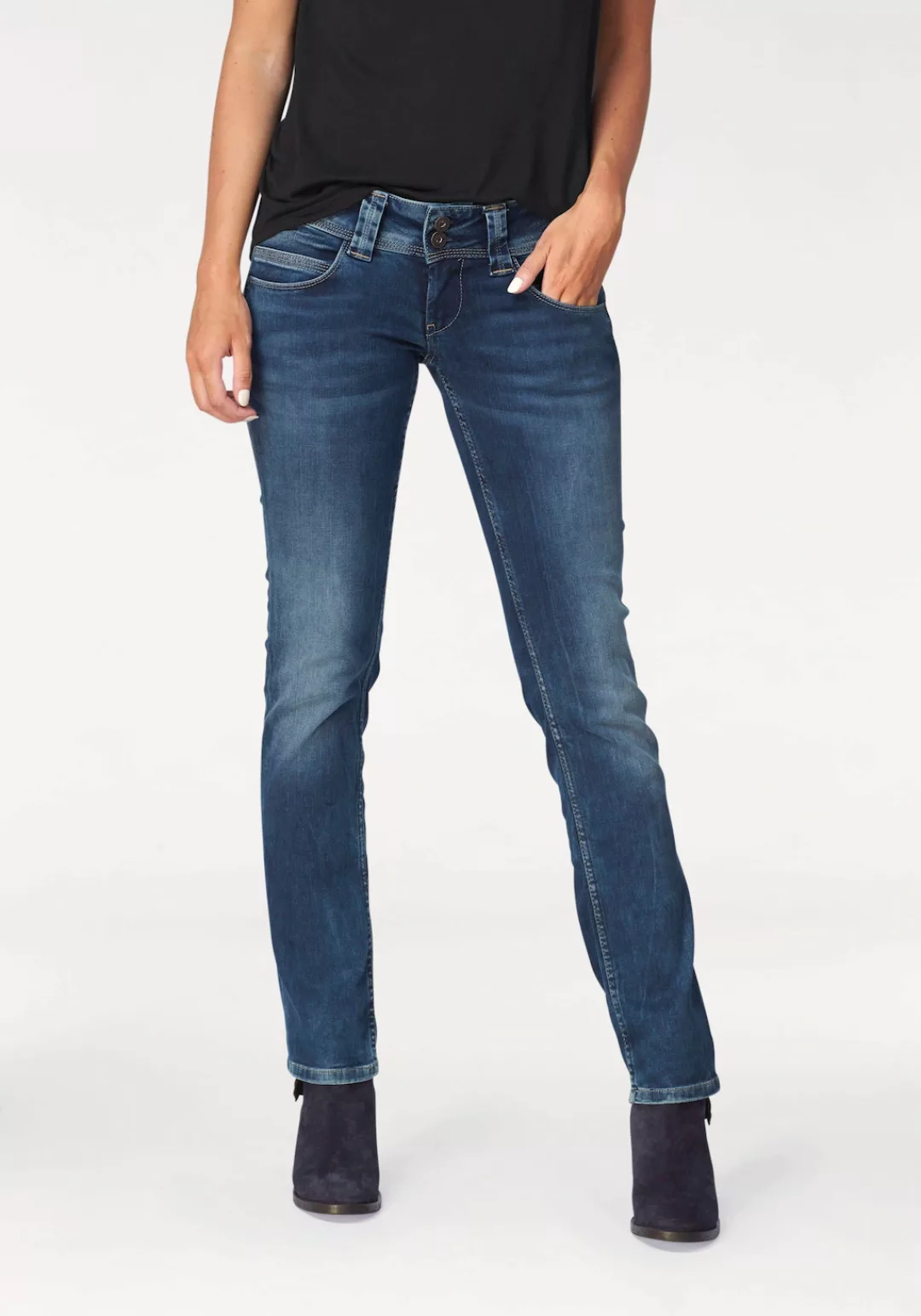 Pepe Jeans Damen Jeans Venus - Regular Fit - Blau - Authentic Rope günstig online kaufen