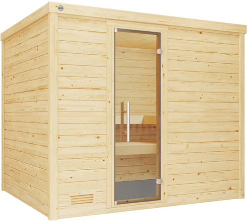 weka Sauna »Massivholzsauna BERGEN 3«, Blockbohlen, moderne Ganzglastür günstig online kaufen