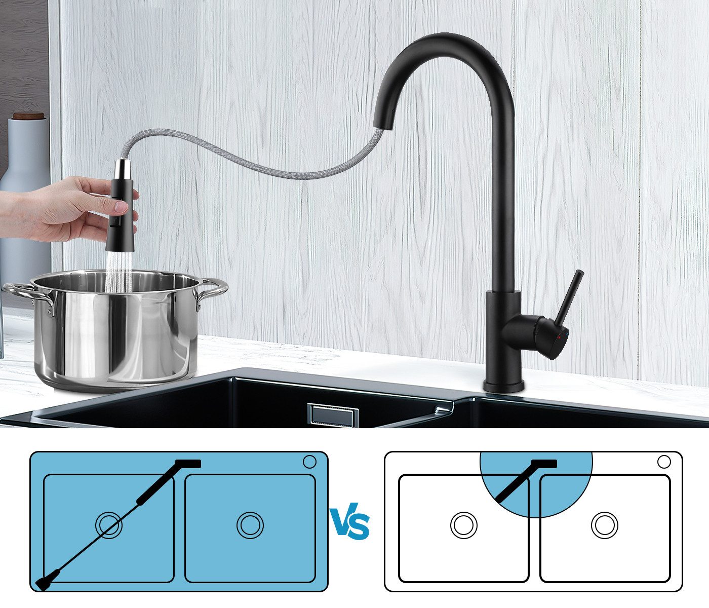 WOOHSE Spültischarmatur Küchenarmatur Zwei Wasserstrahlarten Wasserhahn günstig online kaufen