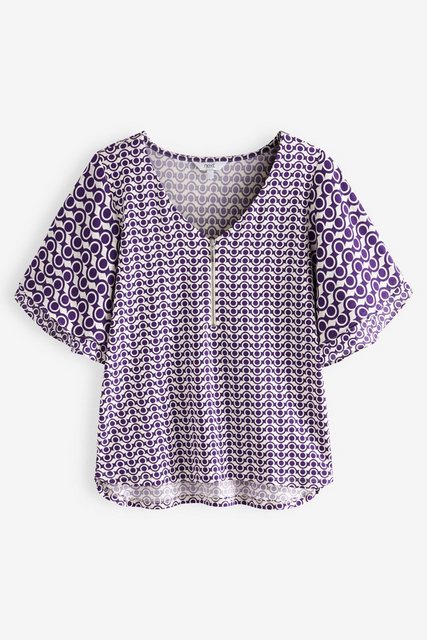 Next Shirtbluse Bluse mit V-Ausschnitt und kurzen Flatterärmeln (1-tlg) günstig online kaufen