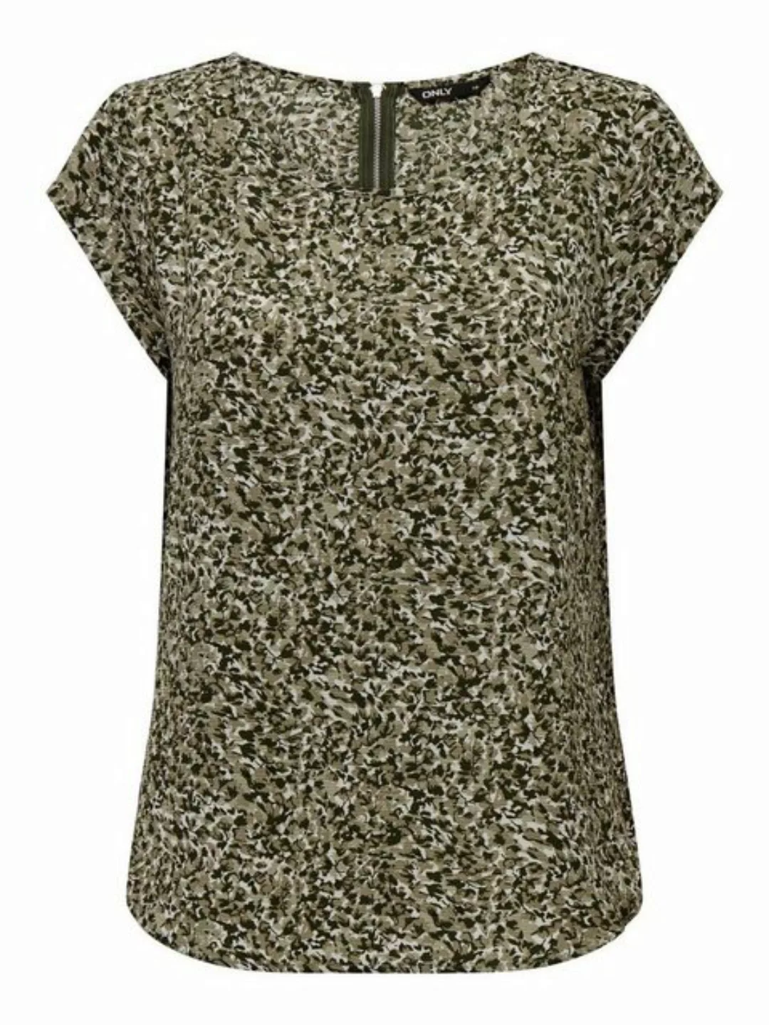 ONLY Blusenshirt Print Kurzarm Bluse ONLVIC (1-tlg) 4234 in Khaki-Braun günstig online kaufen