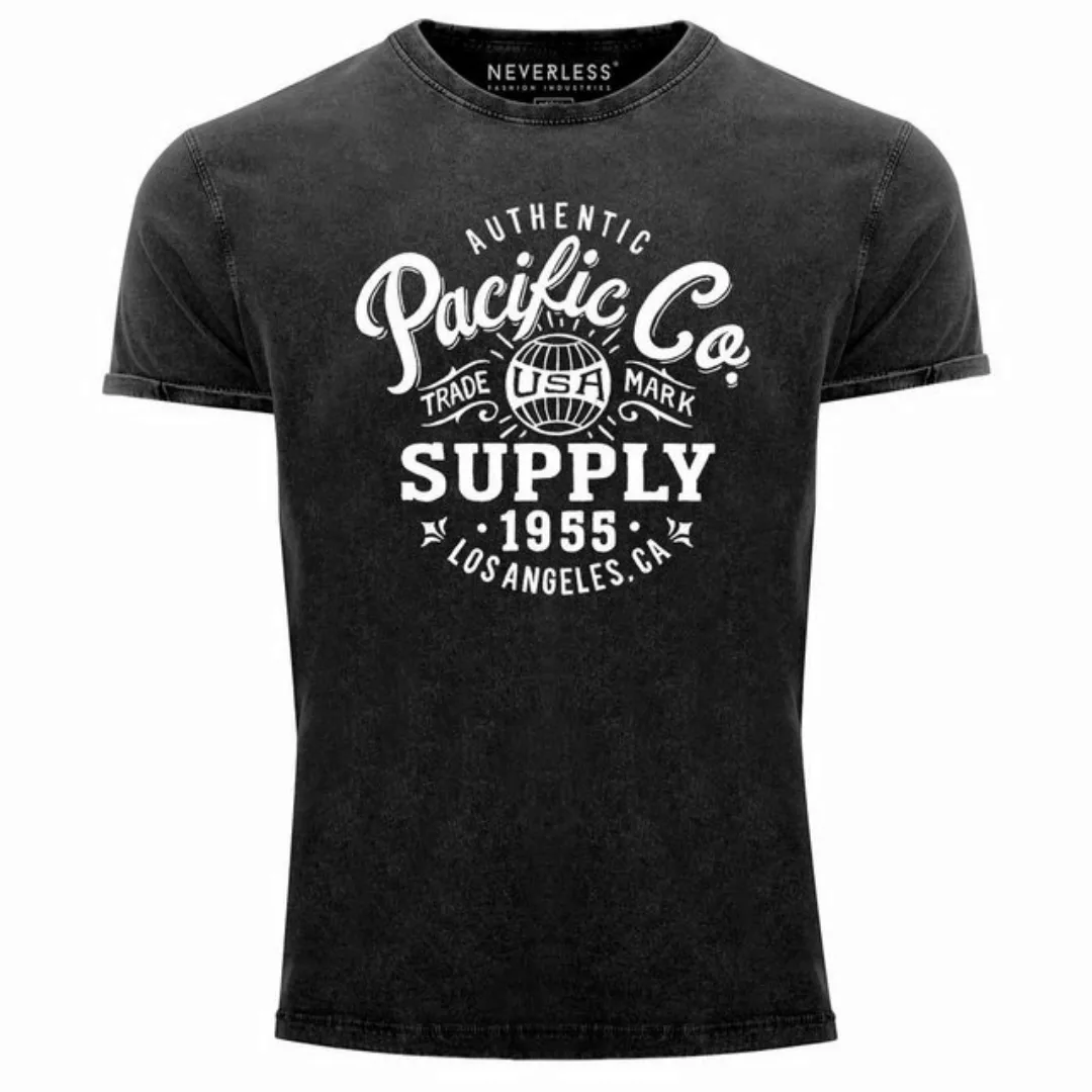 Neverless Print-Shirt Herren T-Shirt Vintage Shirt Retro Washed Aufdruck Us günstig online kaufen