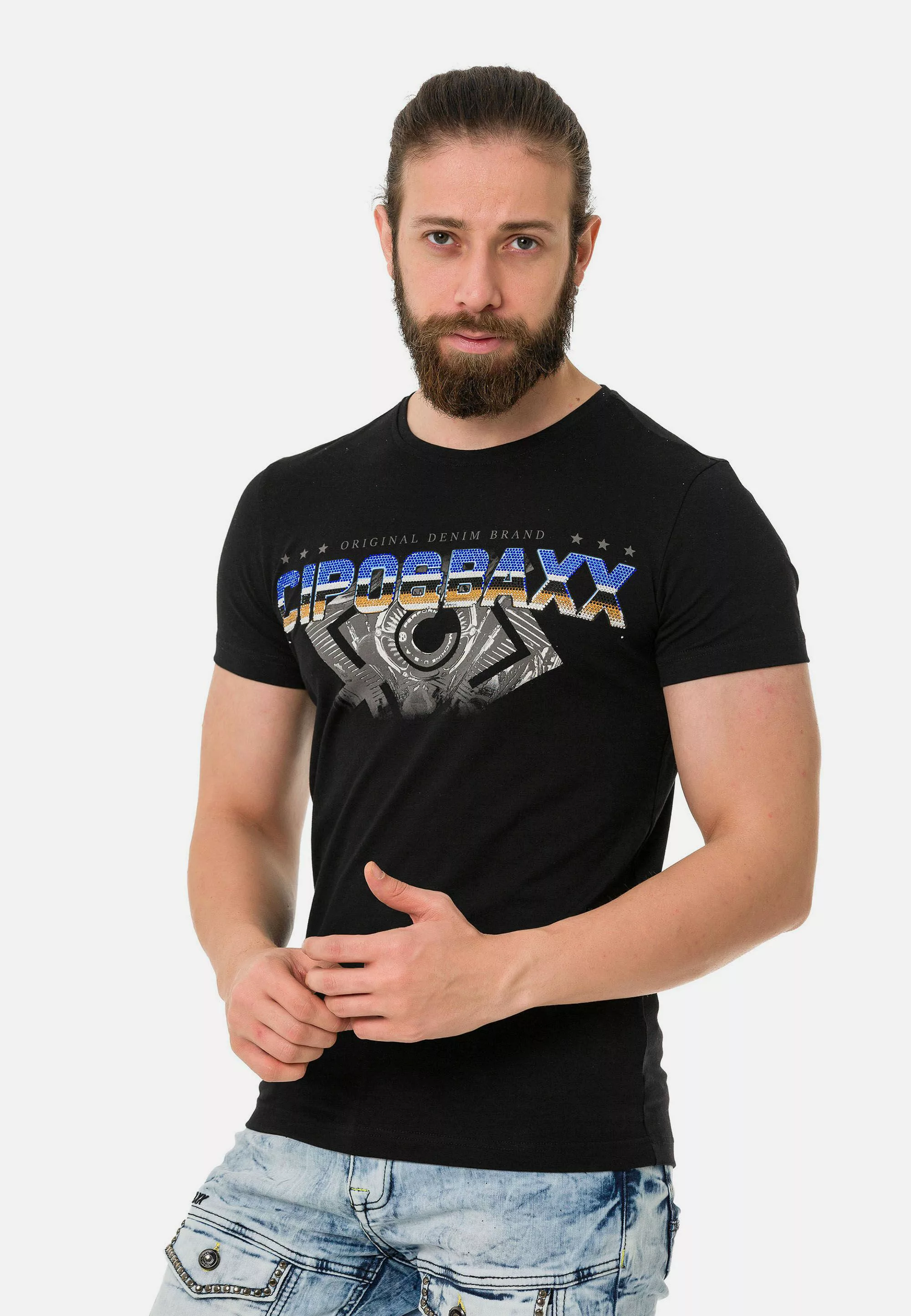 Cipo & Baxx T-Shirt "T-Shirt", extravaganter Marken-Schriftzug günstig online kaufen