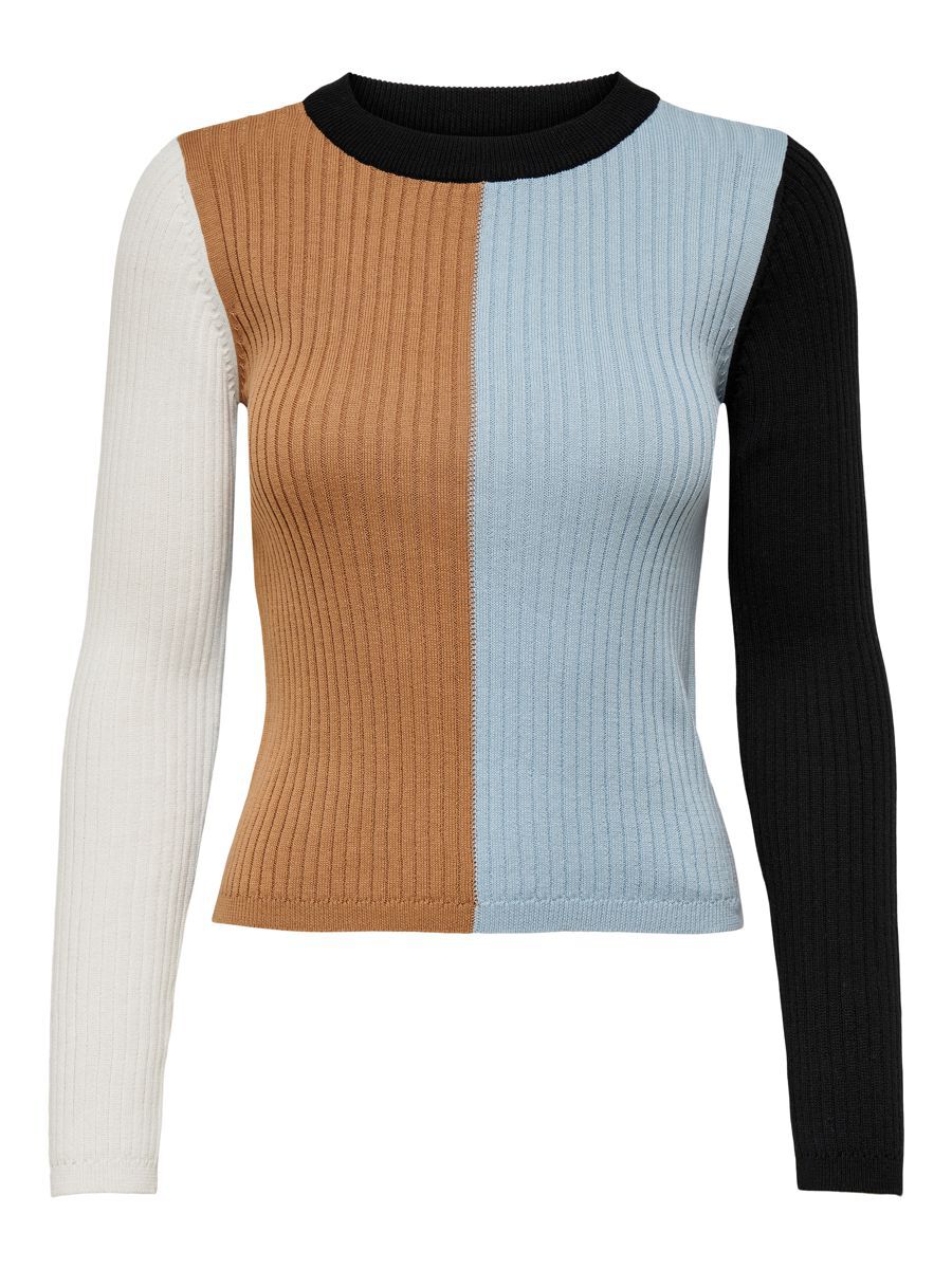 ONLY Kontrastfarbiger Strickpullover Damen Blau günstig online kaufen