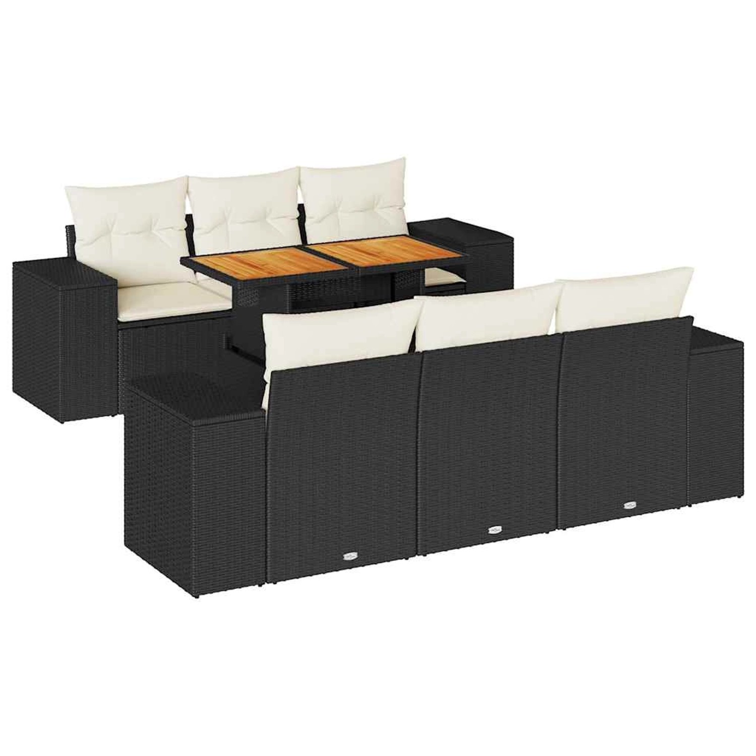 vidaXL 7-Tlg Garten-Sofagarnitur mit Kissen Schwarz Poly Rattan 3327332 günstig online kaufen