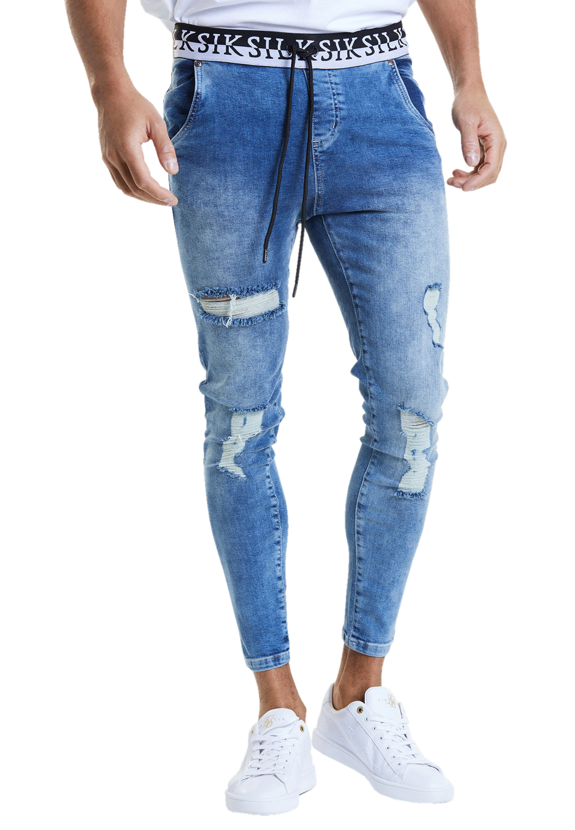 SikSilk Herren Jeans DISTRESSED SKINNY ELASTICATED DENIM SS-19647 Washed Ra günstig online kaufen