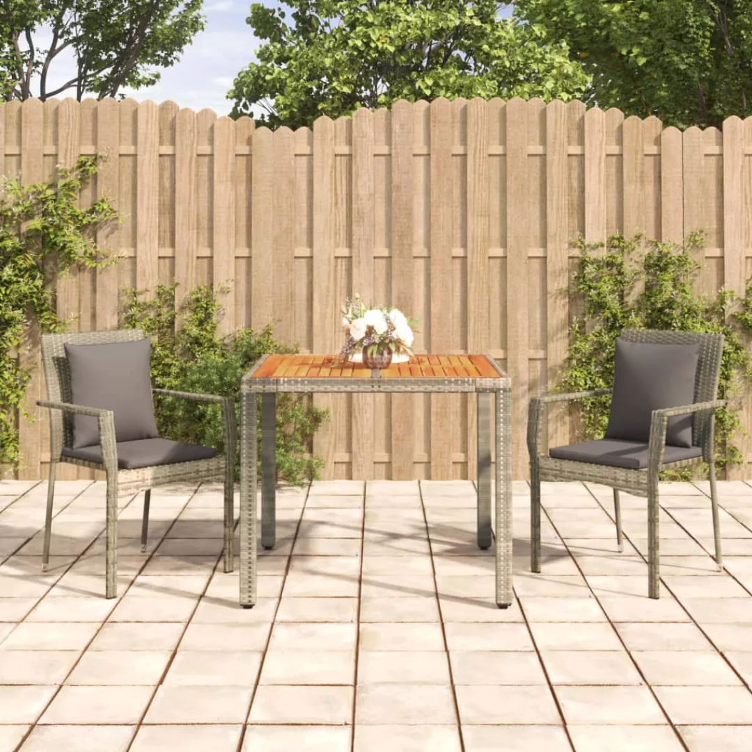 Vidaxl 3-tlg. Garten-essgruppe Mit Kissen Grau Poly Rattan günstig online kaufen