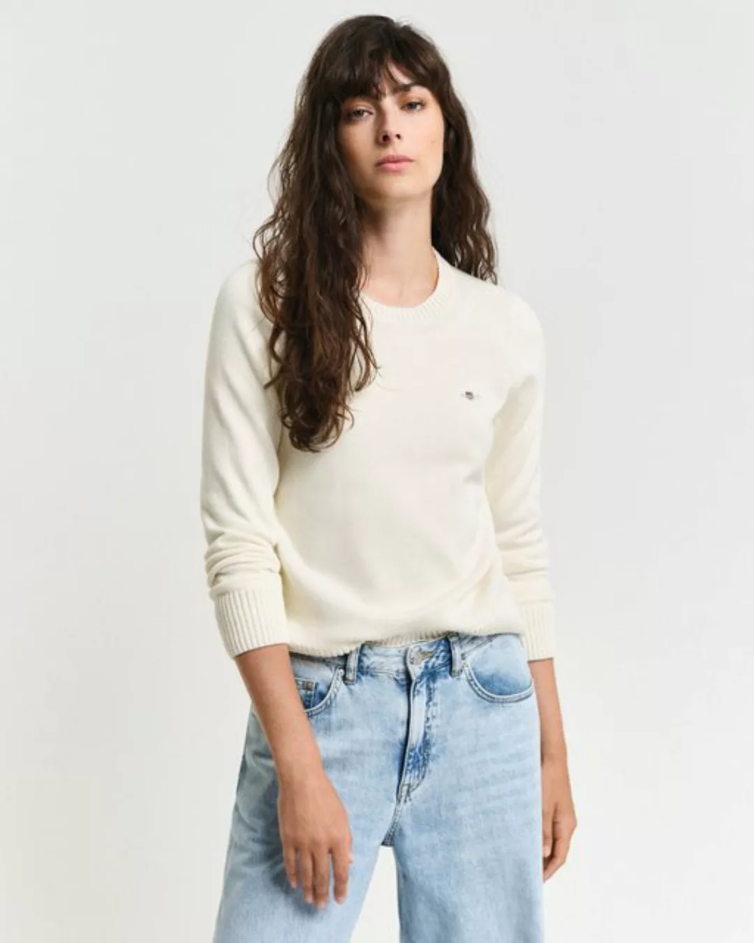 Gant Rundhalspullover CLASSIC COTTON C-NECK mit Zopfstrickmuster günstig online kaufen