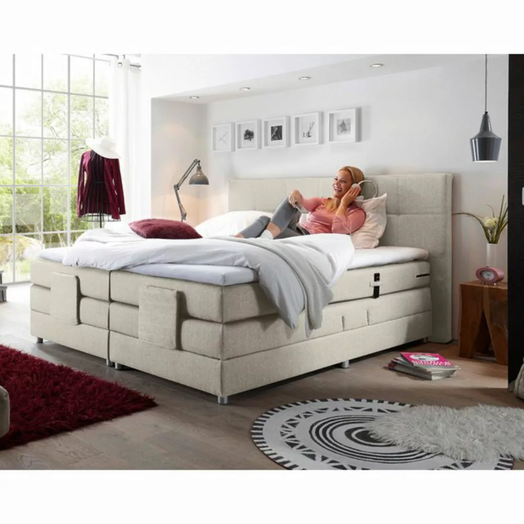 Boxspringbett Hotelbett Doppelbett MANAUS-09 in Ivory Creme, Komfort Topper günstig online kaufen