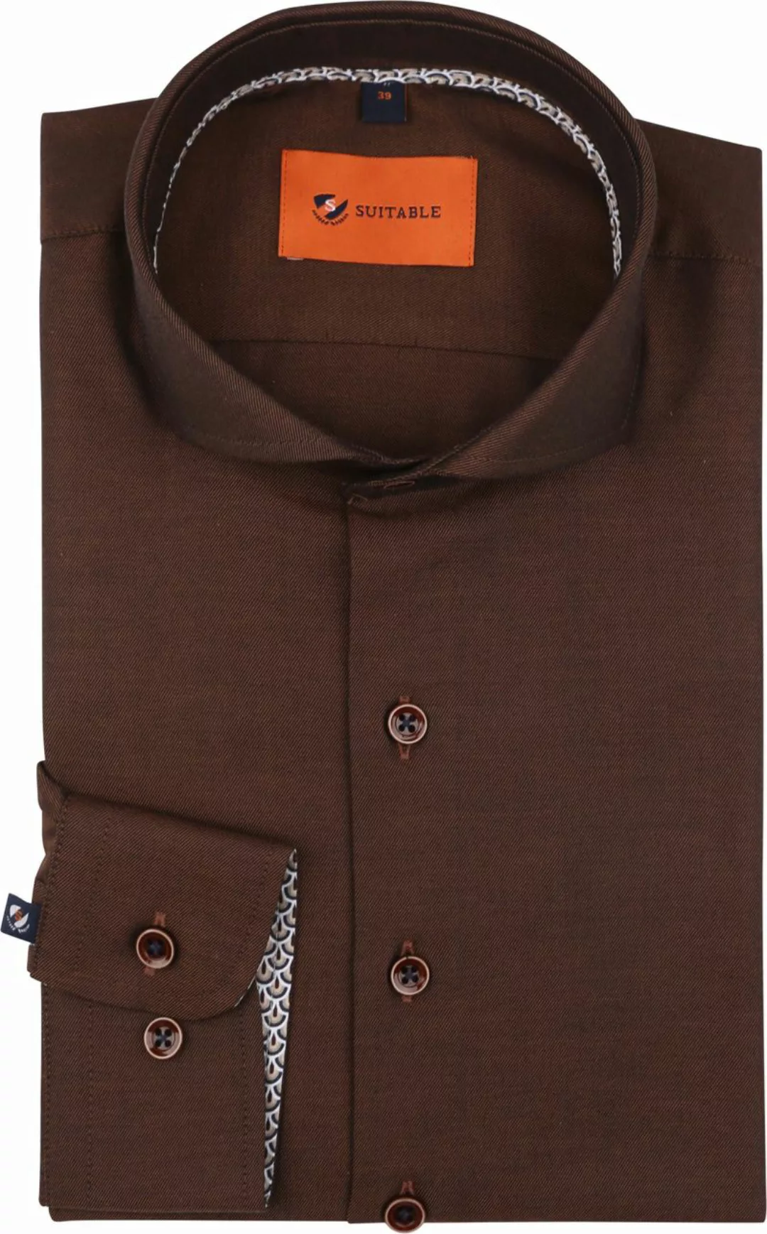 Suitable Twill Hemd Braun - Größe 41 günstig online kaufen