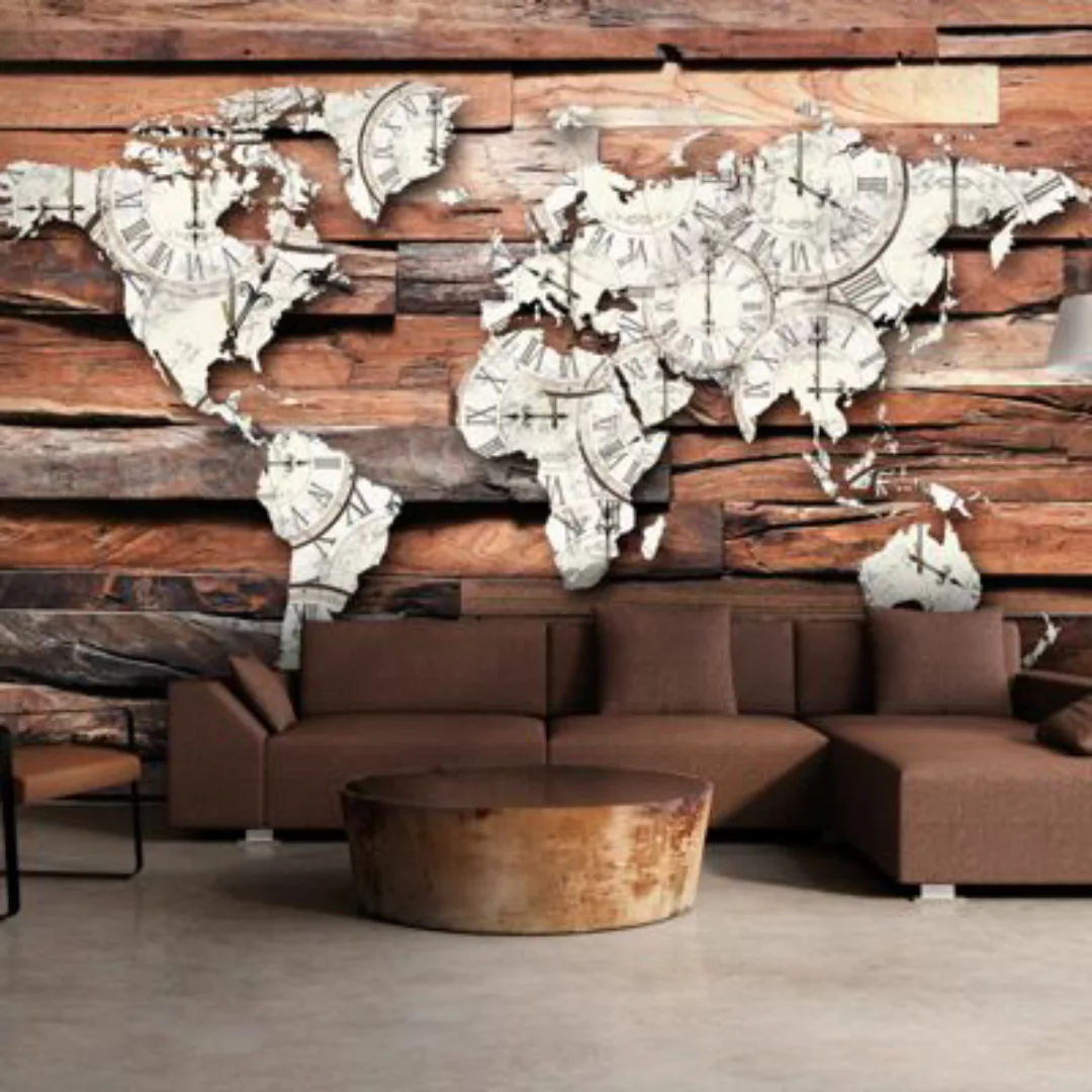 artgeist Fototapete Map On Wood mehrfarbig Gr. 150 x 105 günstig online kaufen