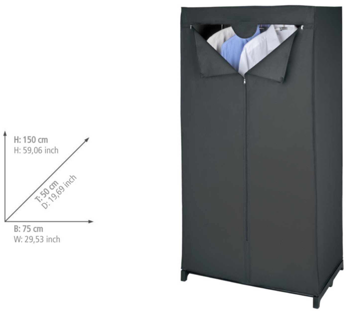WENKO Stoffschrank "Modell Deep Black", mit Kleiderstange & Reißverschluss, günstig online kaufen