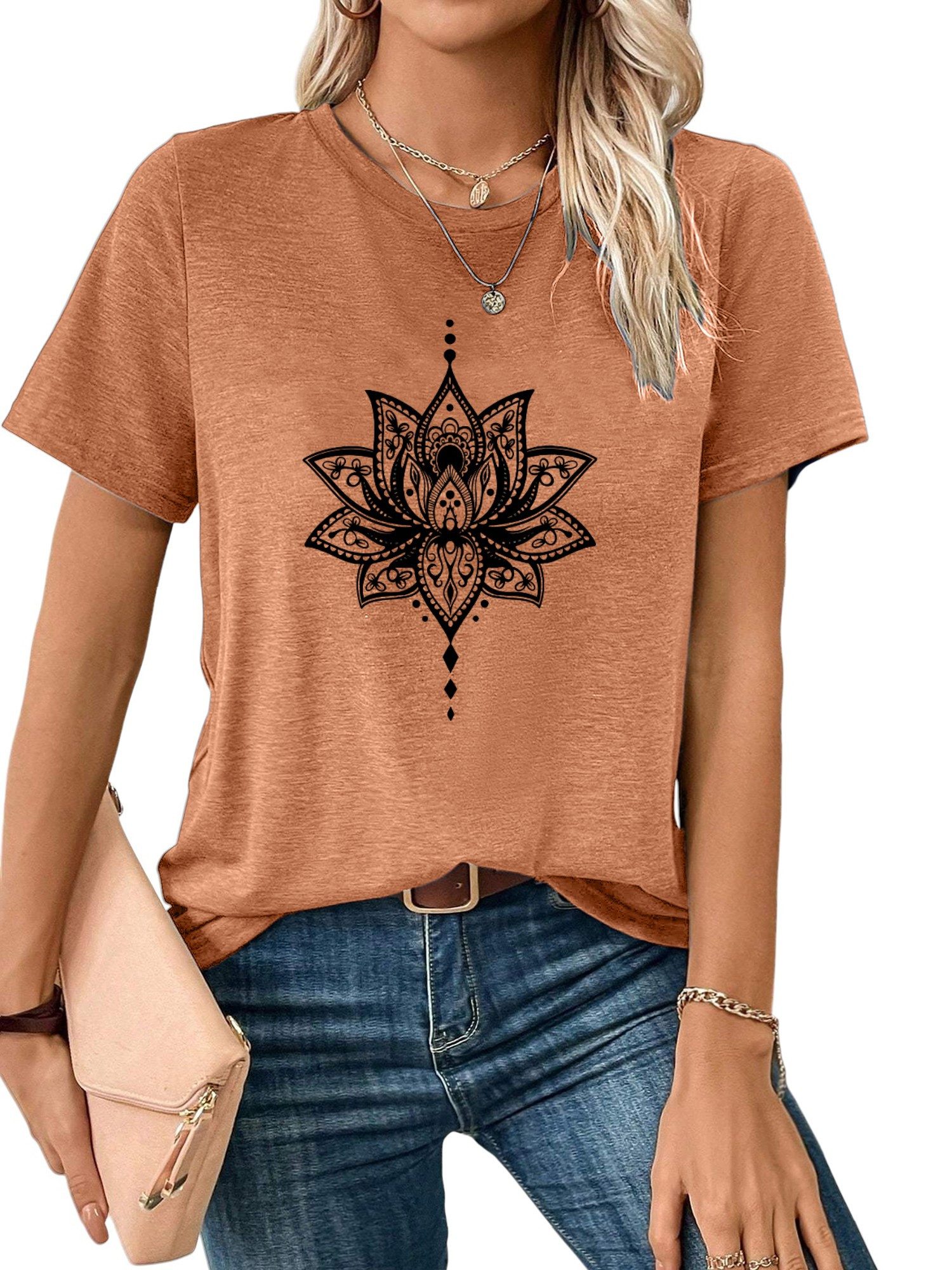 PYL Print-Shirt Damen Sommer Casual Oversize-Shirt günstig online kaufen