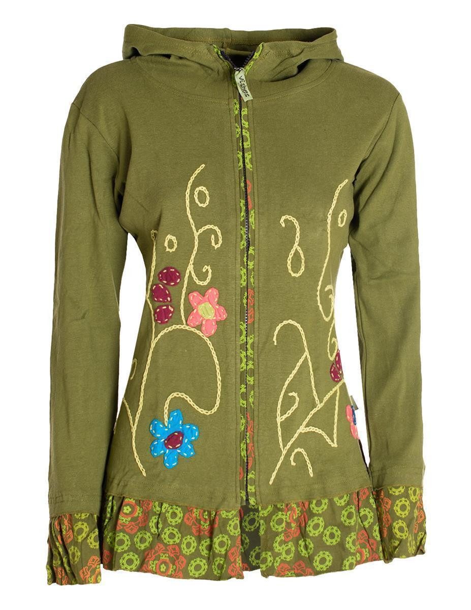 Vishes Kapuzensweatjacke Damen Sommerjacke Blumen-Strickjacke Elfenjacke günstig online kaufen