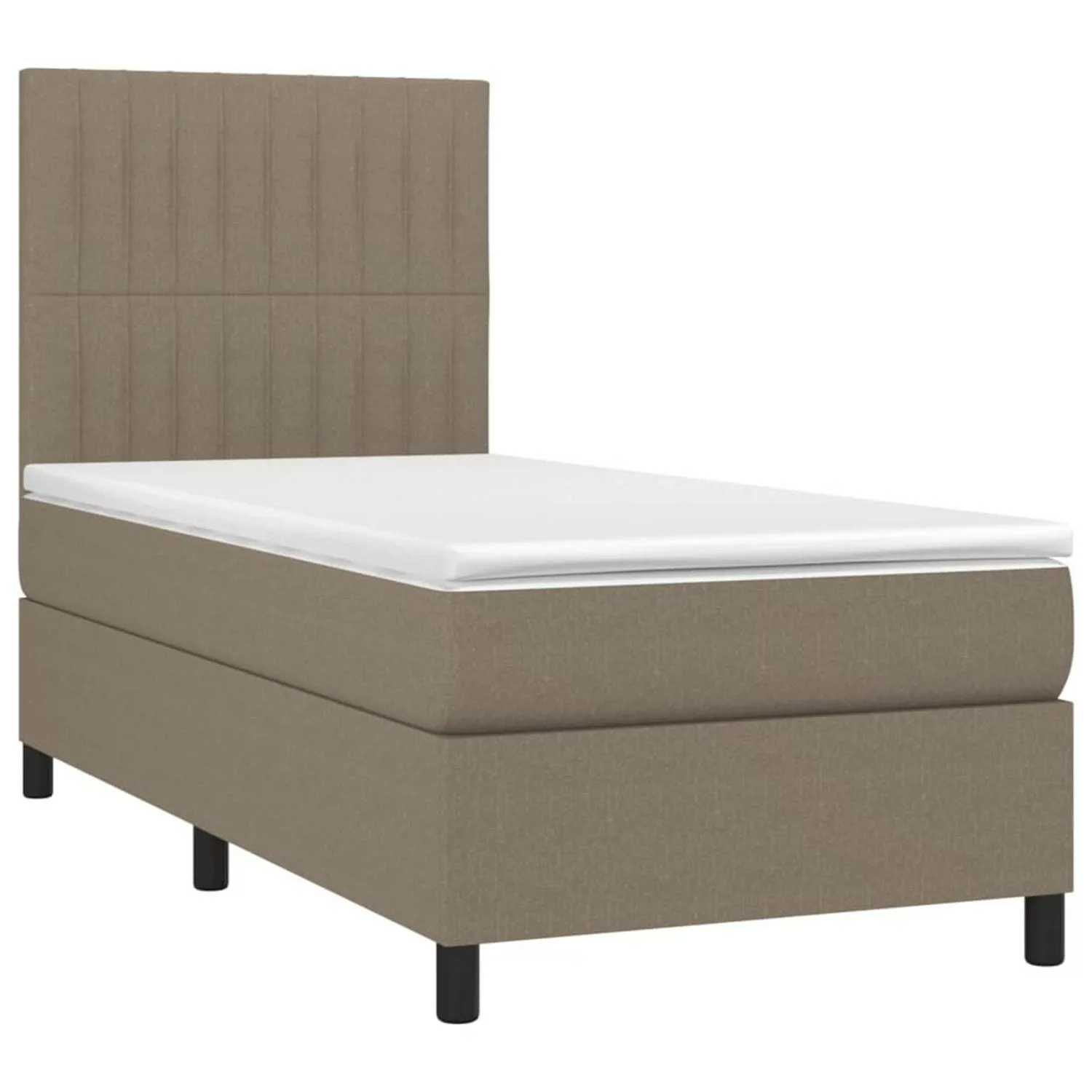 vidaXL Boxspringbett Boxspringbett mit Matratze LED Taupe 100x200 cm Stoff günstig online kaufen