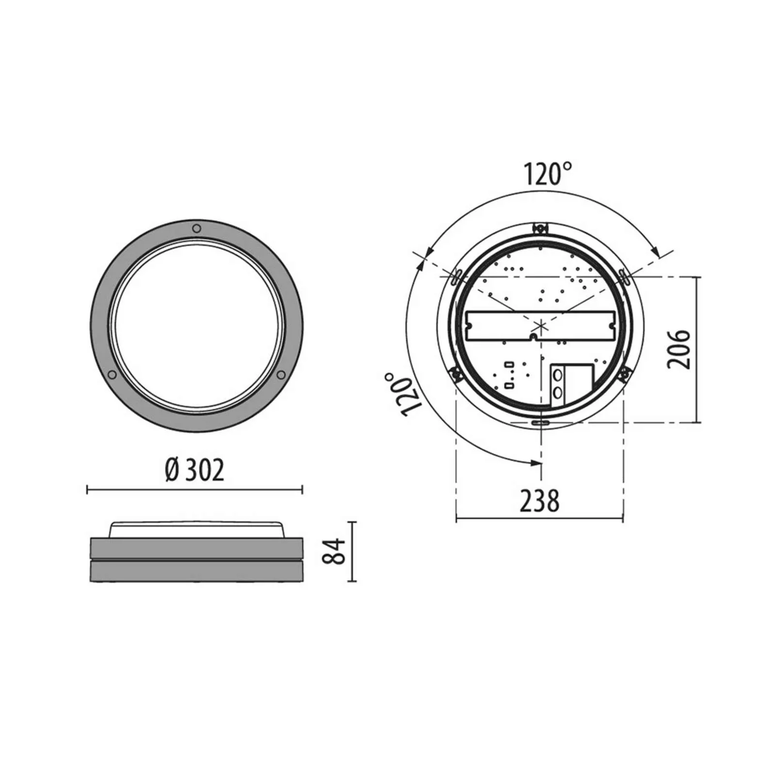 LED-Wandlampe Bliz Round 30 30W 3.000K anthrazit günstig online kaufen