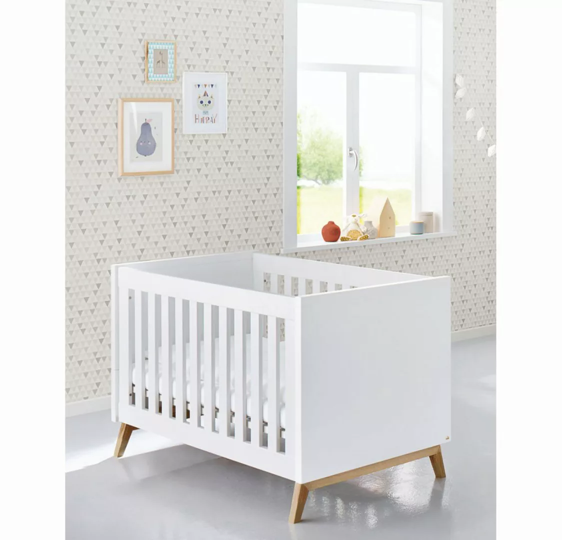 Lomadox Babybett RIJEKA-134, Babyzimmer in weiß edelmatt mit Schlupfsprosse günstig online kaufen