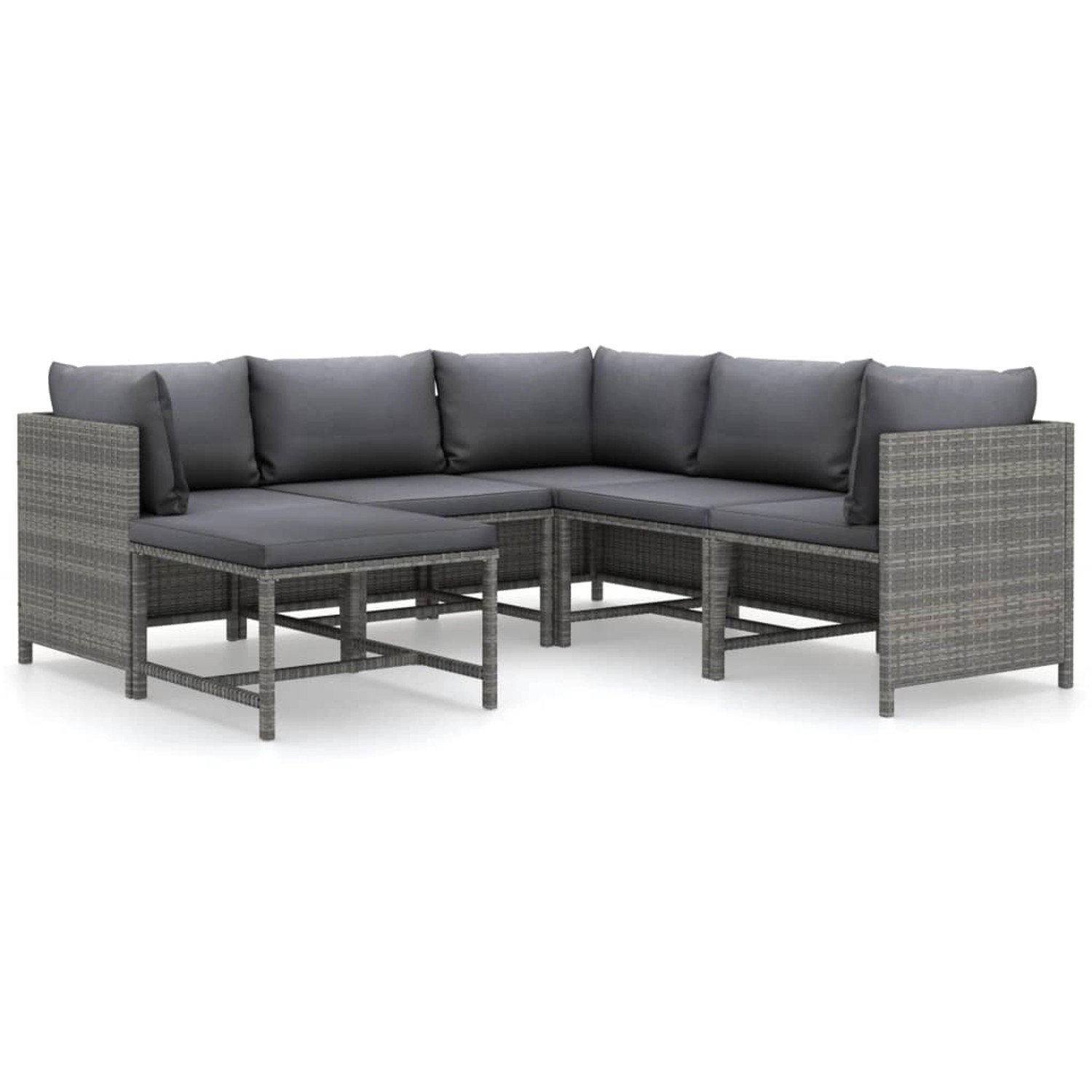 vidaXL 6-tlg Garten-Lounge-Set mit Kissen Poly Rattan Grau Modell 12 günstig online kaufen