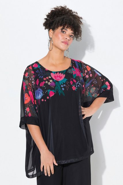 MIAMODA Druckbluse Bluse oversized Blüten-Bordüre blickdichtes Top günstig online kaufen