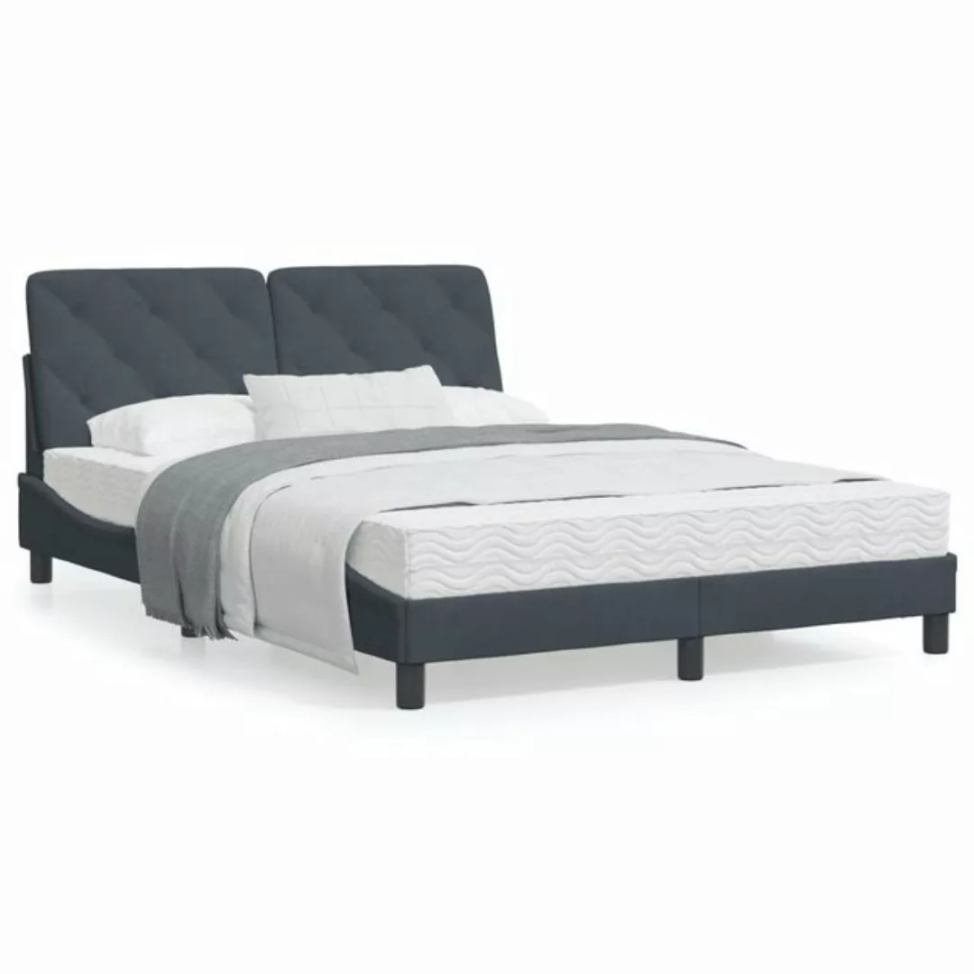 vidaXL Bett Bettgestell mit Kopfteil Hellgrau 140x200 cm Samt günstig online kaufen