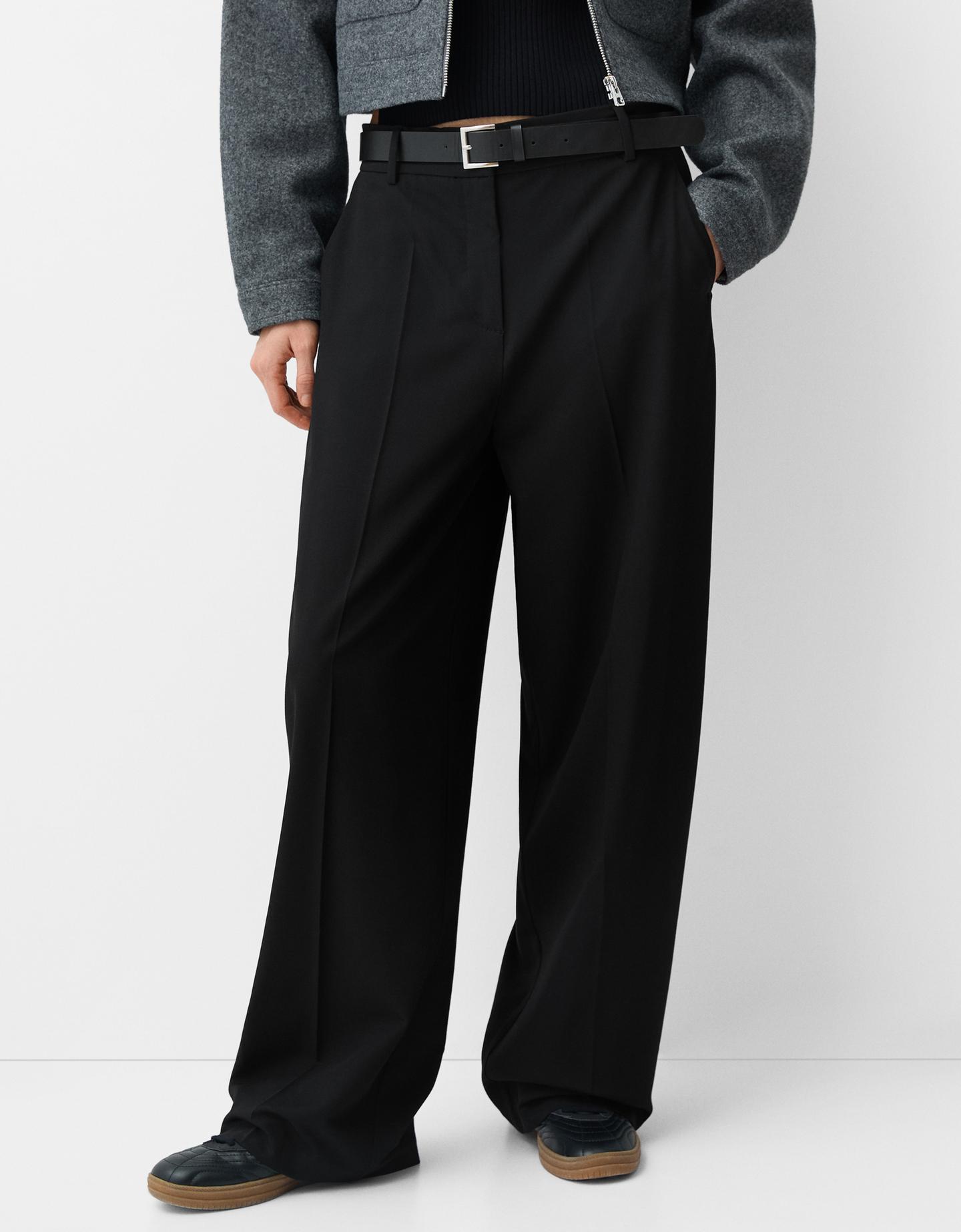 Bershka Tailoring-Hose Mit Gürtel Damen 32 Schwarz günstig online kaufen