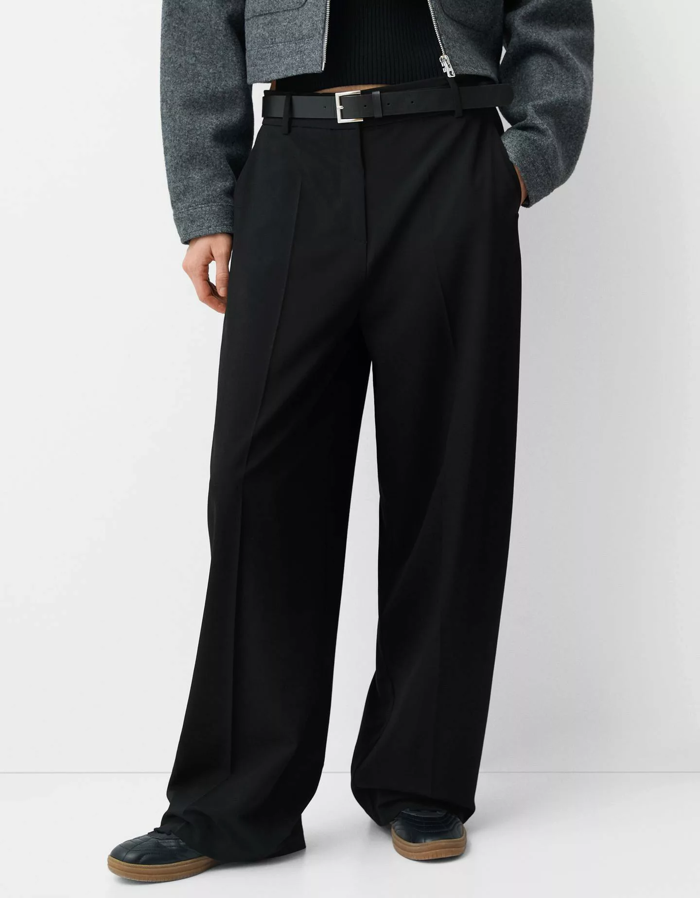 Bershka Tailoring-Hose Mit Gürtel Damen 44 Schwarz günstig online kaufen