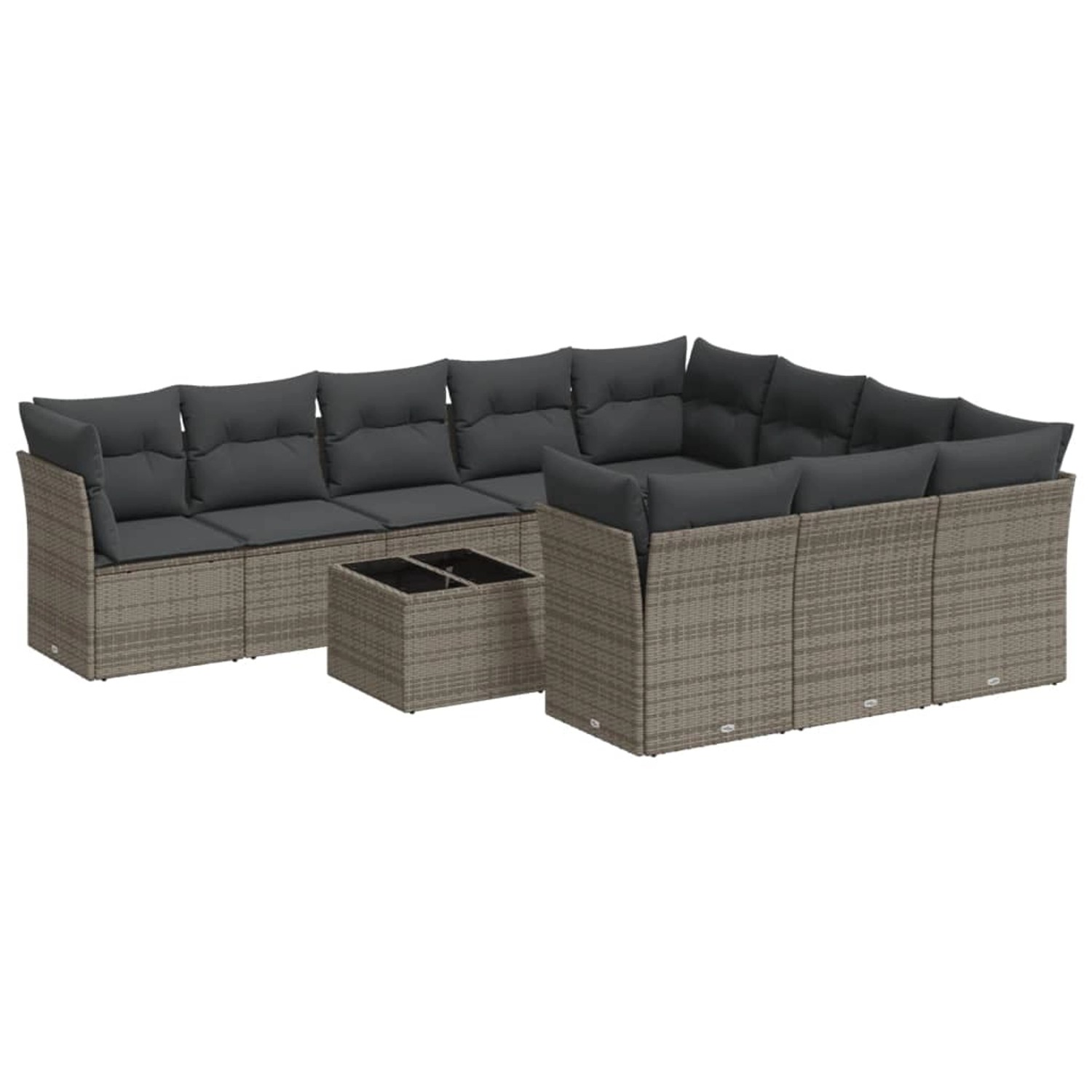vidaXL 11-Tlg Garten-Sofagarnitur mit Kissen Grau Poly Rattan 3218230 günstig online kaufen