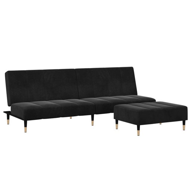 vidaXL Sofa Schlafsofa 2-Sitzer mit Fußhocker Schwarz Samt günstig online kaufen