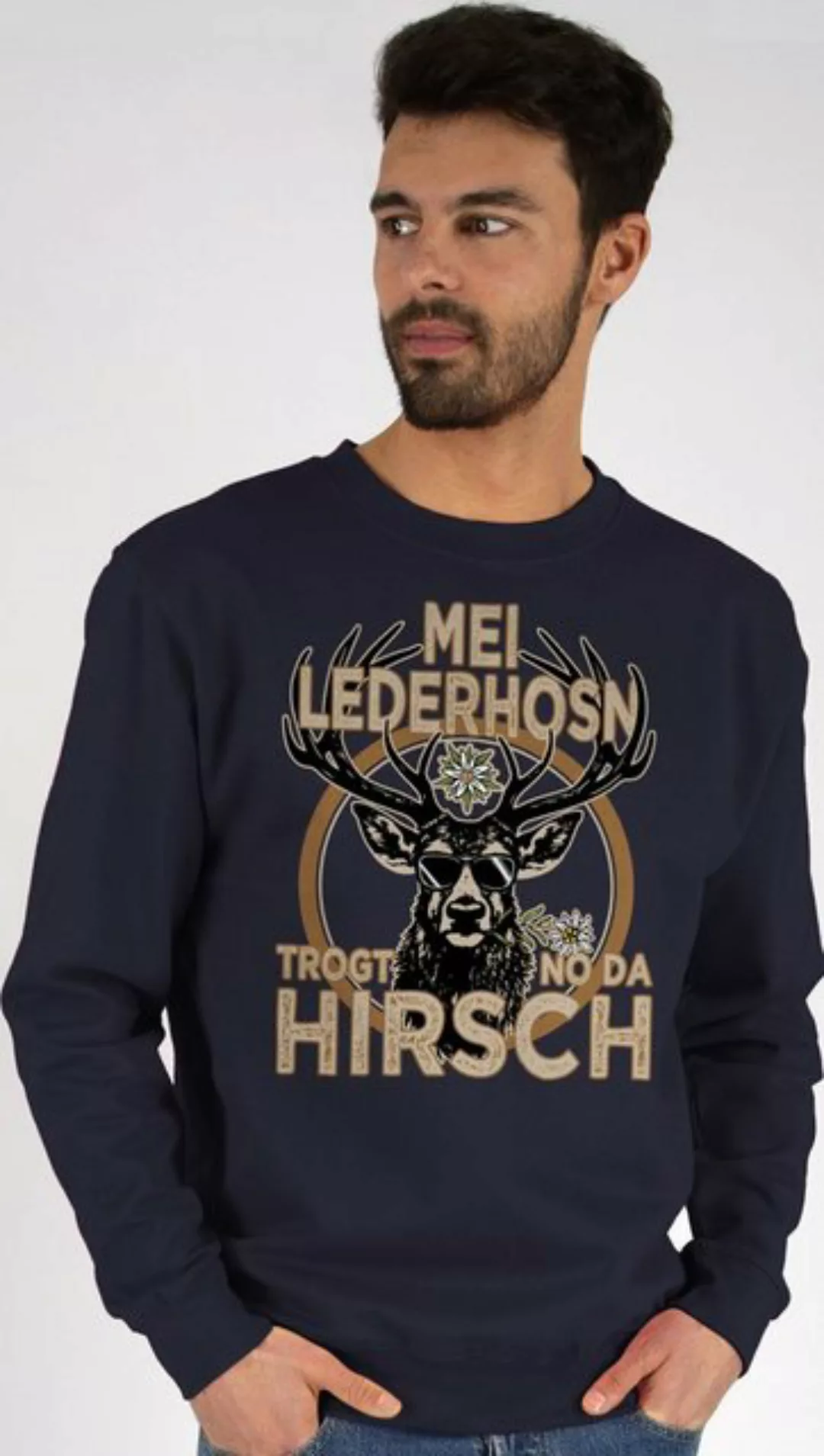 Shirtracer Sweatshirt Trachten Outfit Lederhose Spruch Trägt der Hirsch (1- günstig online kaufen